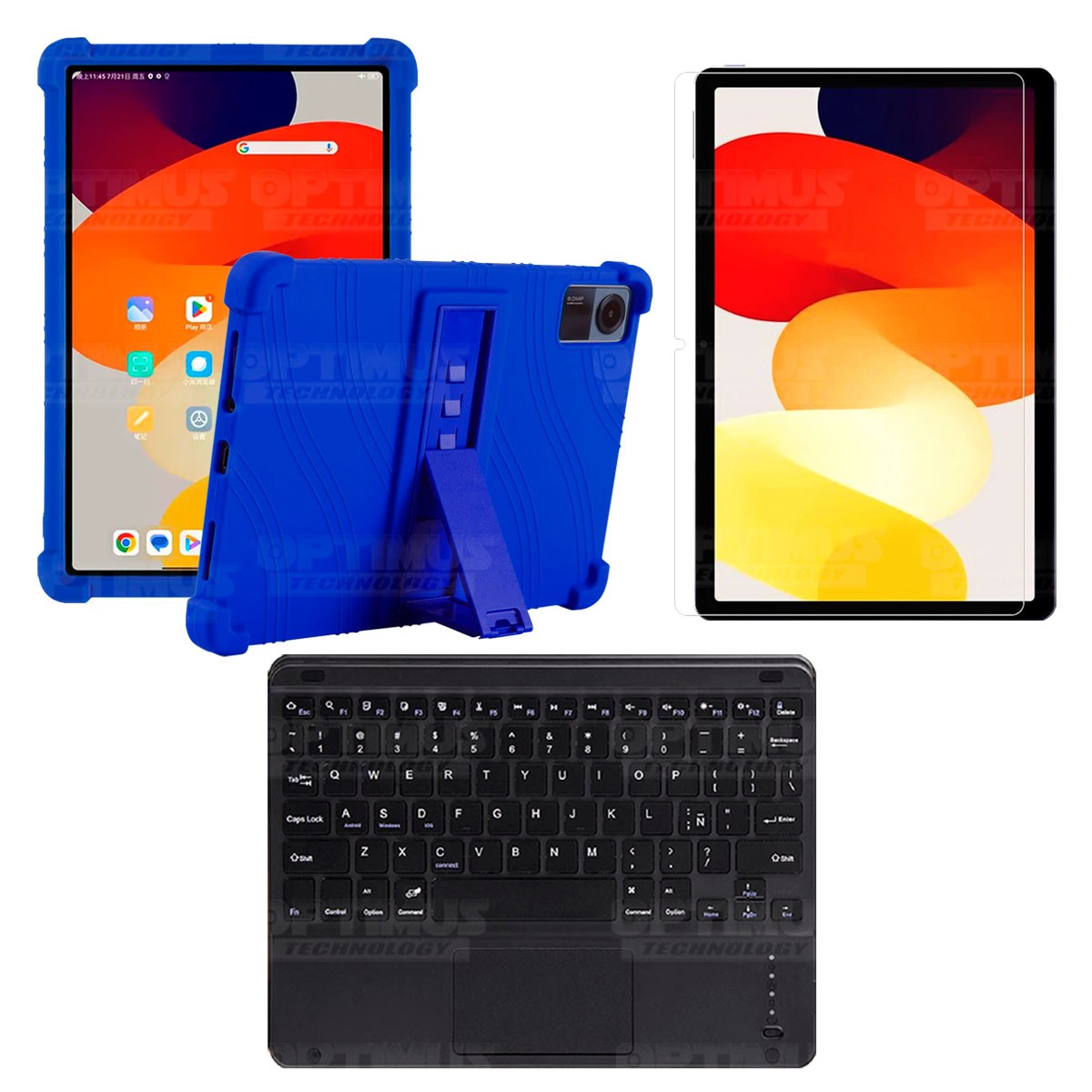 Kit Vidrio templado + Estuche Protector + Teclado Touchpad Bluetooth Tablet Xiaomi Redmi Pad SE 11 Pulgadas 2023 Wifi