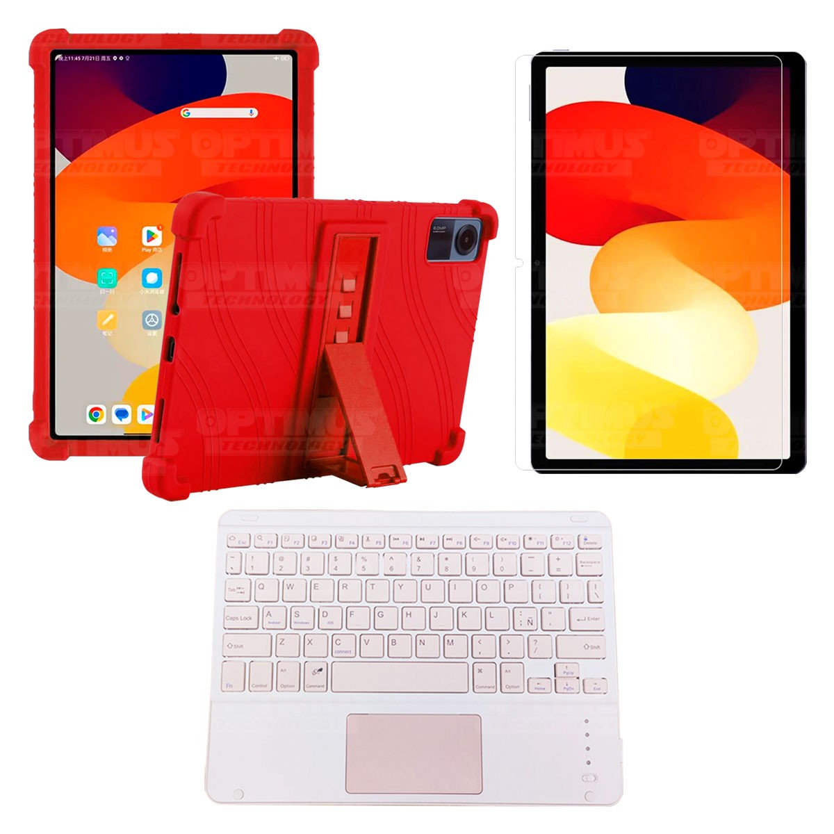 Kit Vidrio templado + Estuche Protector + Teclado Touchpad Bluetooth Tablet Xiaomi Redmi Pad SE 11 Pulgadas 2023 Wifi