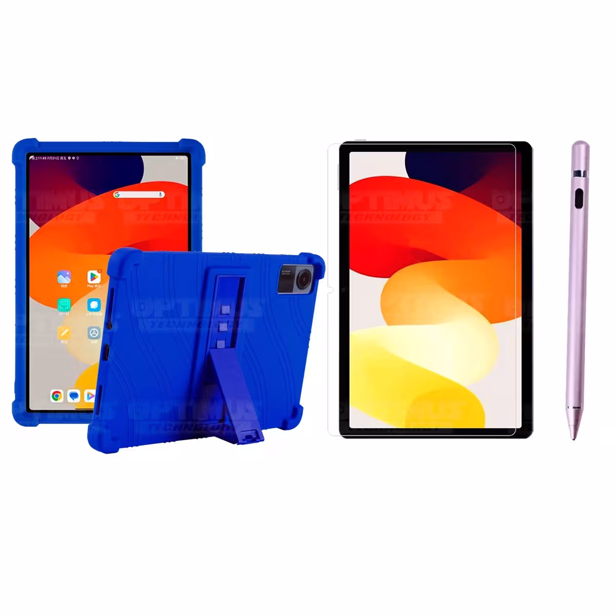 Kit Estuche Protector de goma + Vidrio Templado + Lápiz Digital para Tablet Xiaomi Redmi Pad SE 11 Pulgadas 2023 Wifi