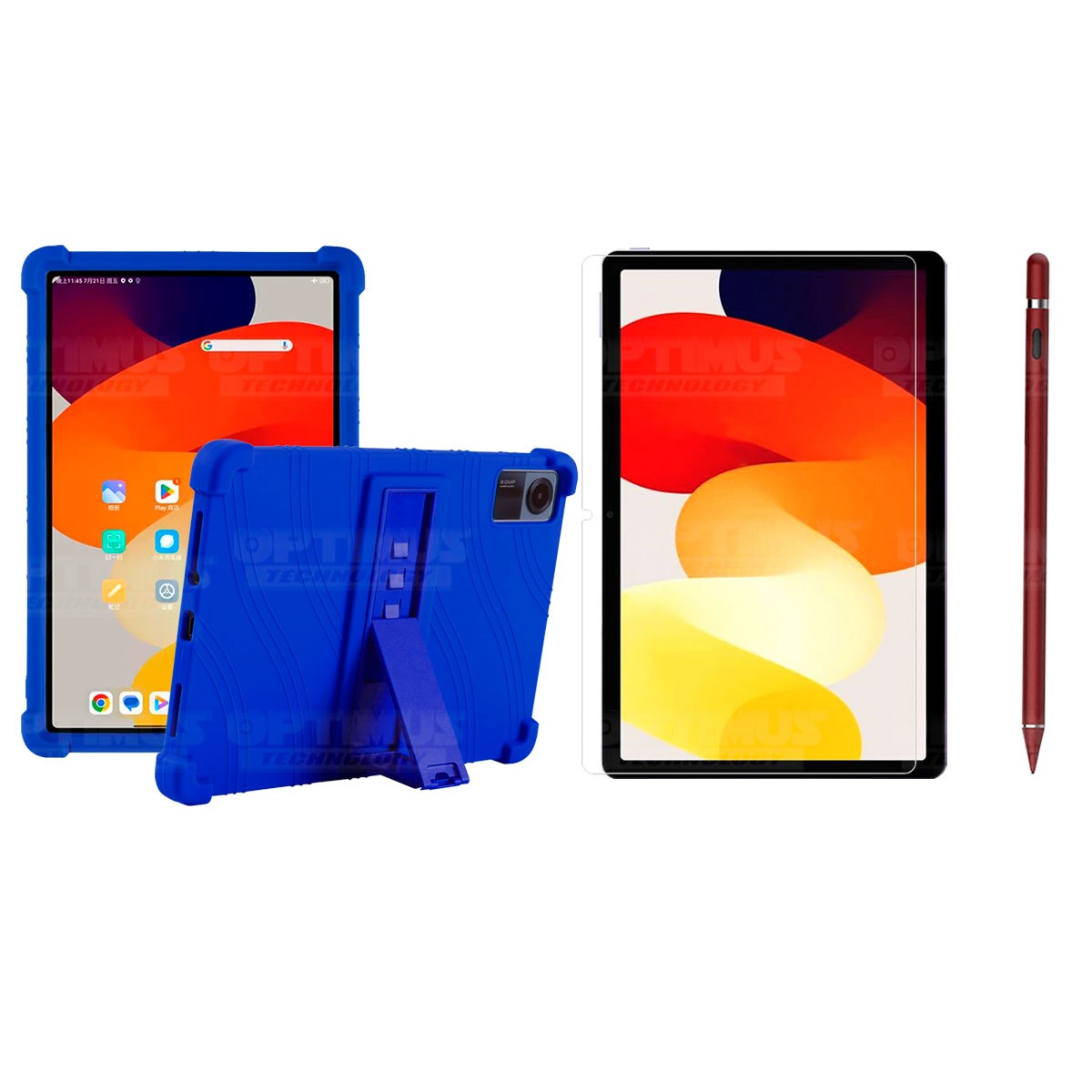 Kit Estuche Protector de goma + Vidrio Templado + Lápiz Digital para Tablet Xiaomi Redmi Pad SE 11 Pulgadas 2023 Wifi