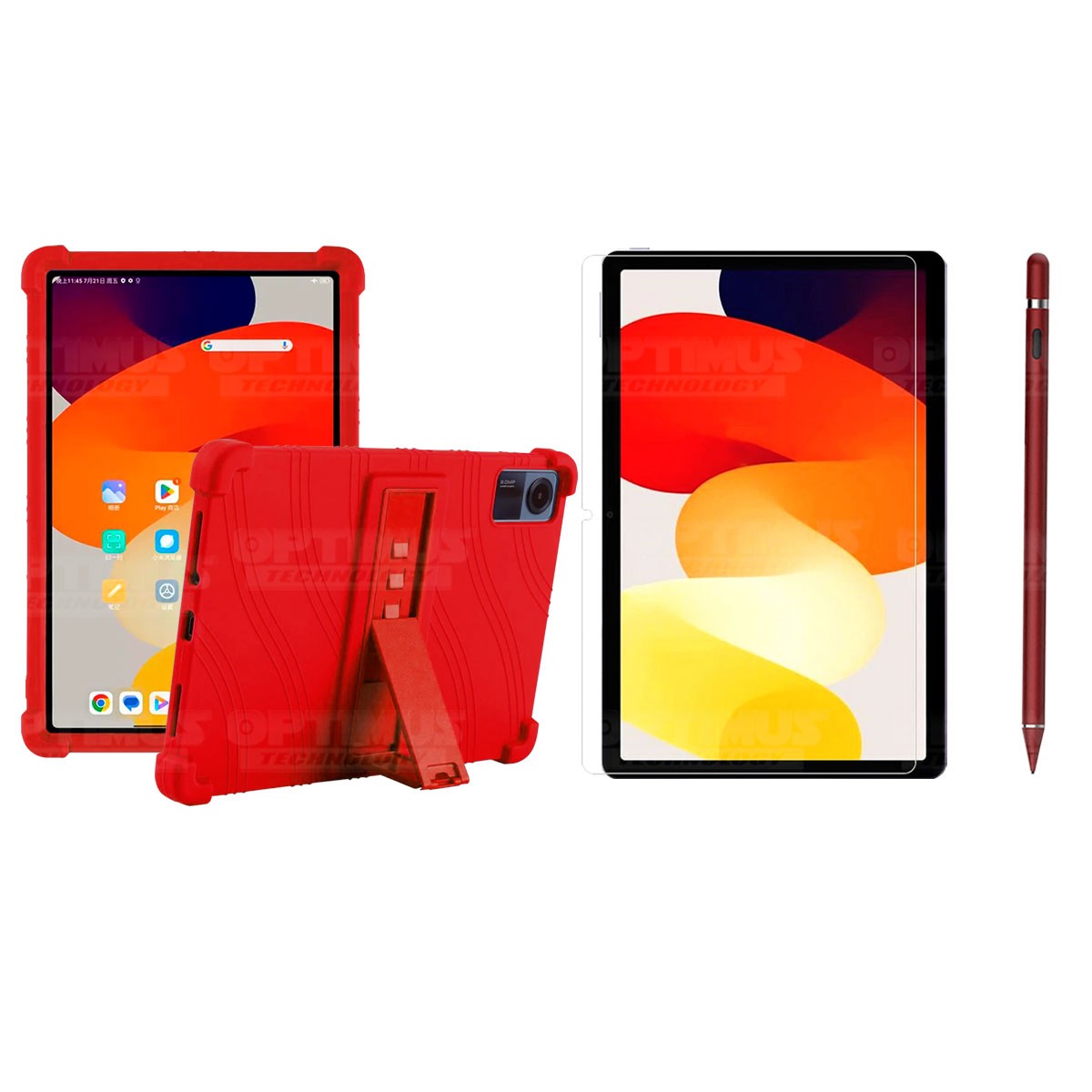 Kit Estuche Protector de goma + Vidrio Templado + Lápiz Digital para Tablet Xiaomi Redmi Pad SE 11 Pulgadas 2023 Wifi