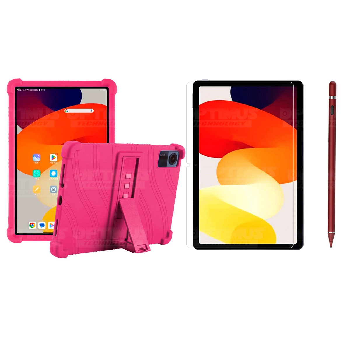 Kit Estuche Protector de goma + Vidrio Templado + Lápiz Digital para Tablet Xiaomi Redmi Pad SE 11 Pulgadas 2023 Wifi
