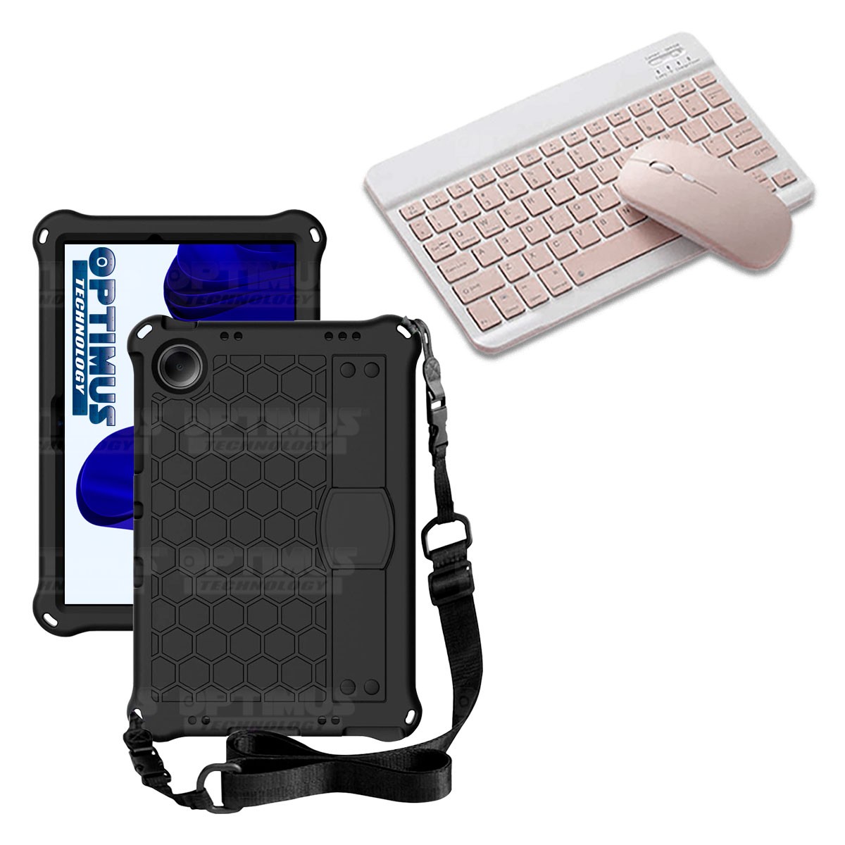 Kit Case Forro Protector con correa + Teclado y Mouse Bluetooth para Tablet Xiaomi Redmi Pad SE 11 Pulgadas 2023 Wifi