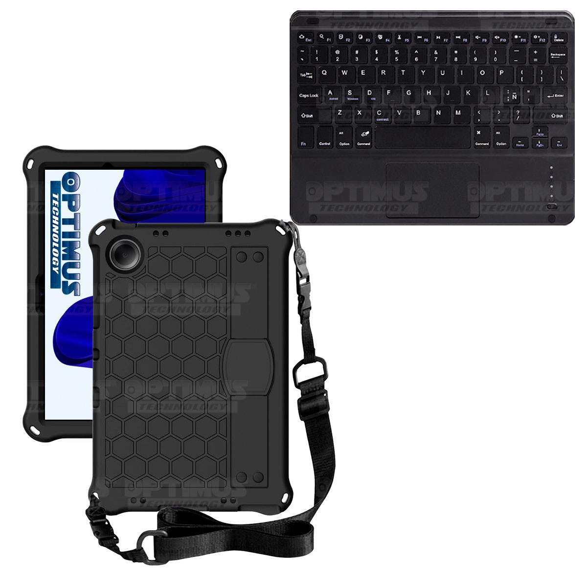 Kit Case Protector con correa + Teclado Mouse Touchpad Bluetooth para Tablet Xiaomi Redmi Pad SE 11 Pulgadas 2023 Wifi