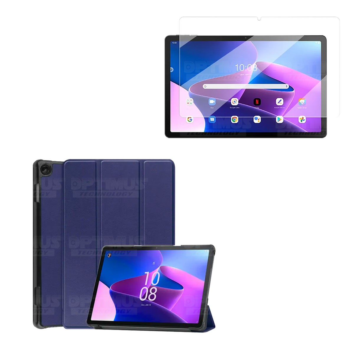 Vidrio Cristal Templado Y Estuche Case Protector para Tablet Lenovo M10 HD 3rd Generación TB-328 2022 10.1 Pulgadas ZAAF0071CO