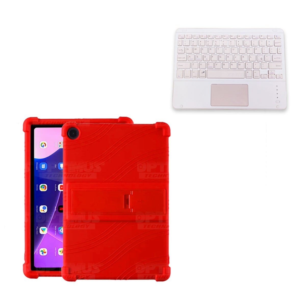 Kit Case Estuche Protector Antigolpes + Teclado Touchpad Bluetooth para Tablet Lenovo M10HD 3rd Generacion TB-328 2022 10.1 Pulg
