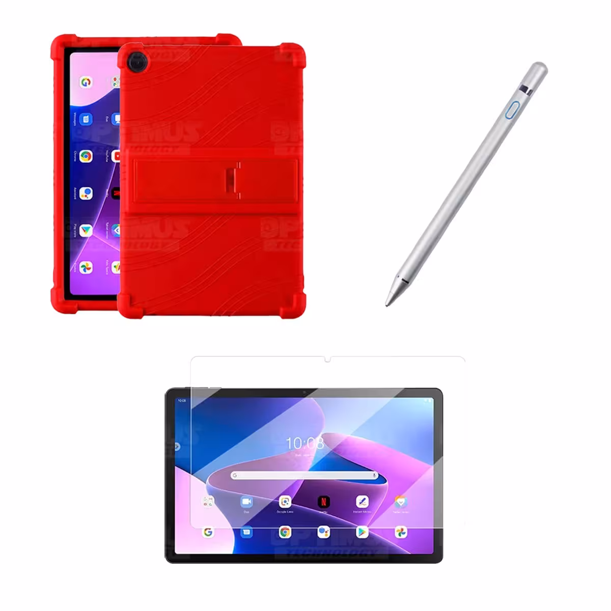 Kit Estuche Protector goma + Vidrio Templado + Lápiz Digital para Tablet Lenovo M10HD 3rd Generacion TB-328 2022 10.1 Pulgadas