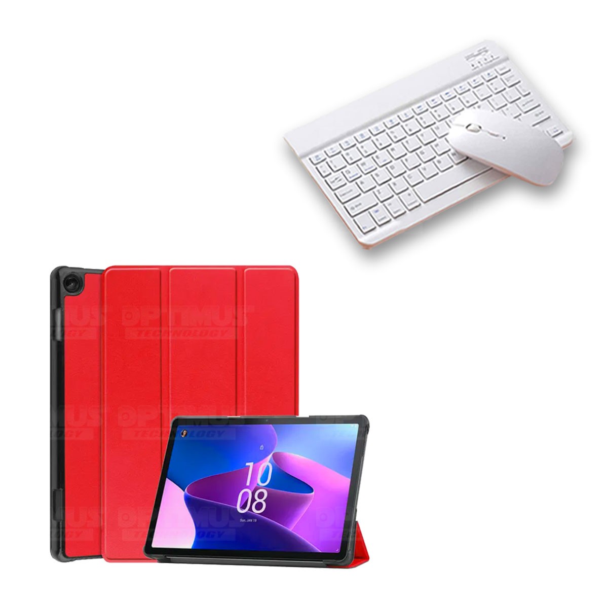 Kit Case Forro Protector + Teclado Mouse Bluetooth para Tablet Lenovo M10 HD 3rd Generacion TB-328 2022 10.1 Pulgadas ZAAF0071CO
