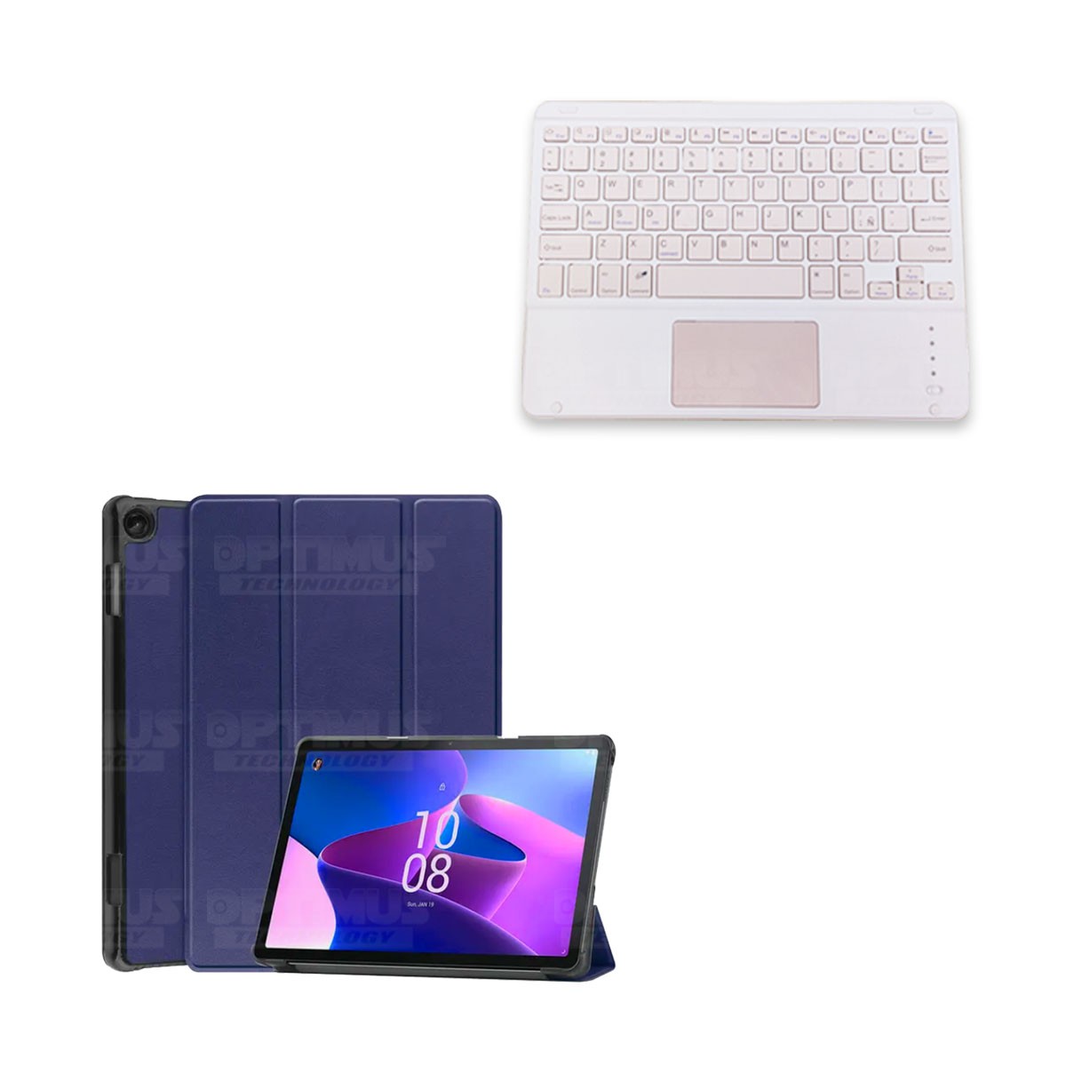 Kit Case Folio Protector + Teclado Mouse Touchpad Bluetooth para Tablet Lenovo M10 HD 3rd Generacion TB-328 2022 10.1 Pulgadas