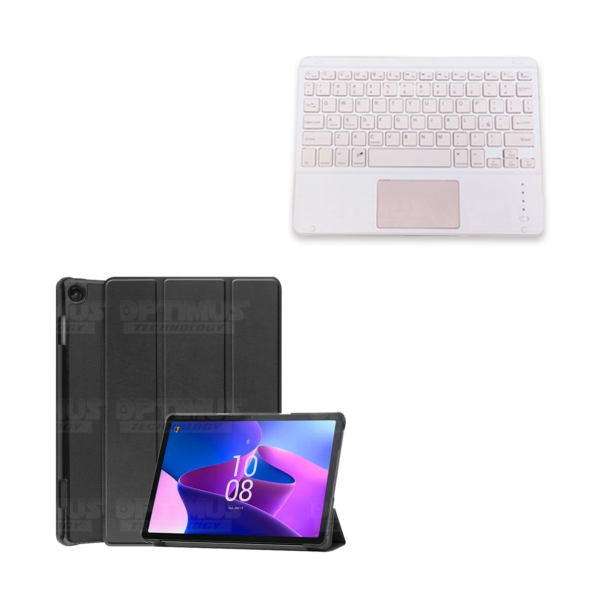 Kit Case Folio Protector + Teclado Mouse Touchpad Bluetooth para Tablet Lenovo M10 HD 3rd Generacion TB-328 2022 10.1 Pulgadas