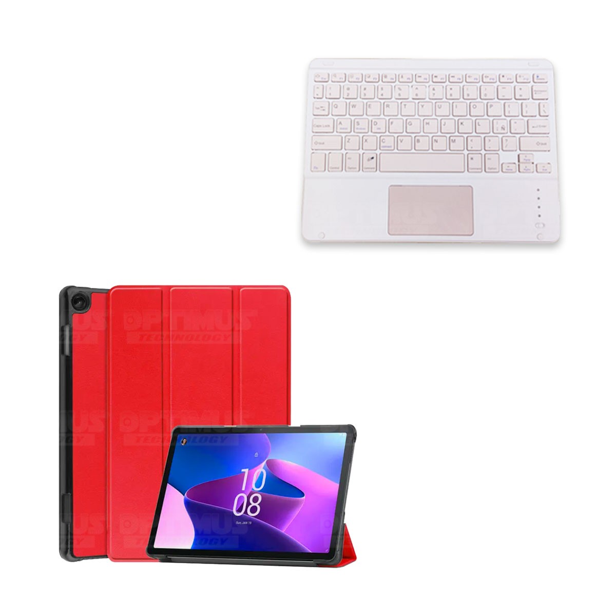 Kit Case Folio Protector + Teclado Mouse Touchpad Bluetooth para Tablet Lenovo M10 HD 3rd Generacion TB-328 2022 10.1 Pulgadas