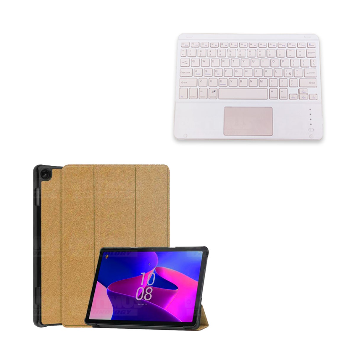 Kit Case Folio Protector + Teclado Mouse Touchpad Bluetooth para Tablet Lenovo M10 HD 3rd Generacion TB-328 2022 10.1 Pulgadas