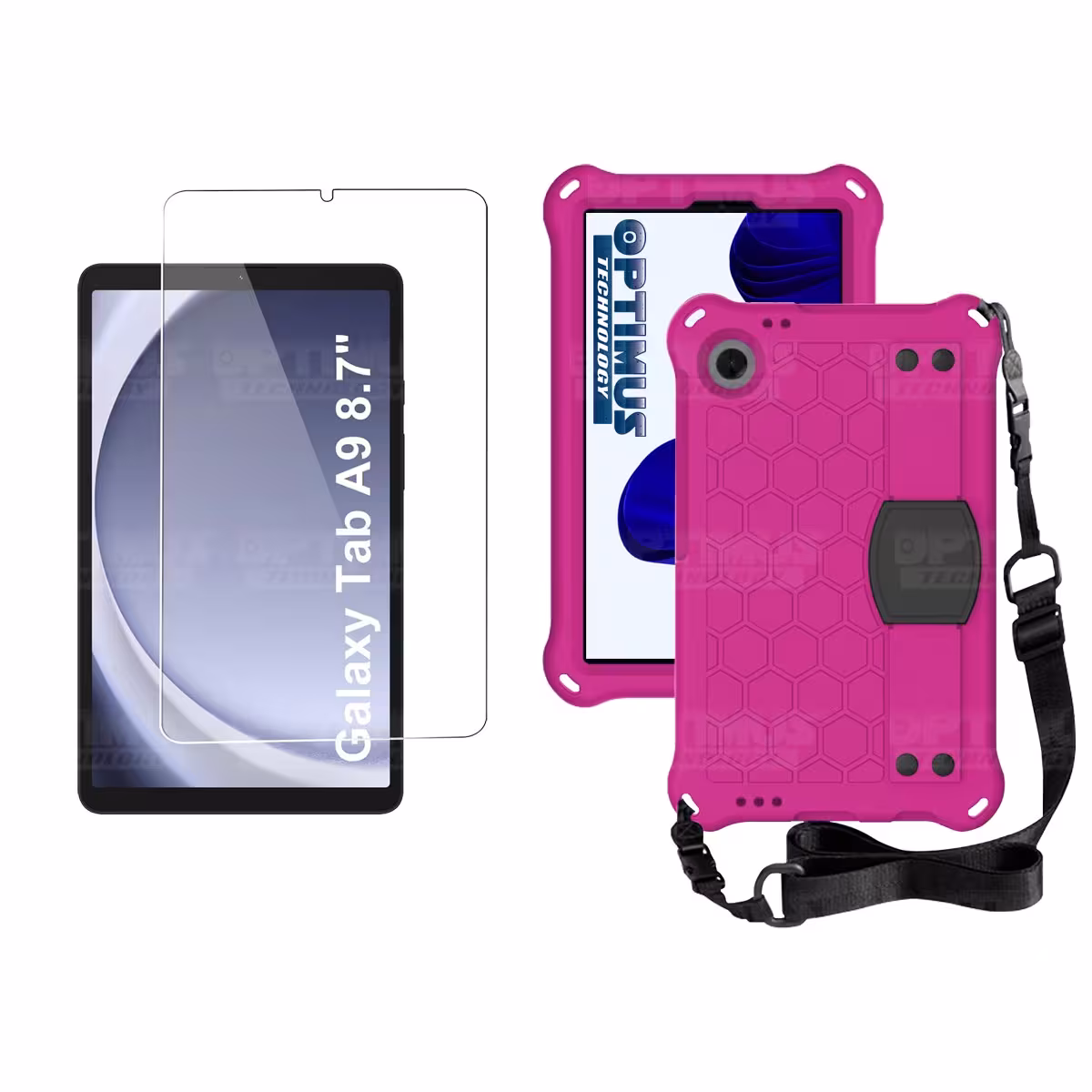 Kit Vidrio Cristal Templado Y Estuche Protector Anti golpes Correa para Tablet Samsung Galaxy Tab A9 8.7 Pulgadas SM-X110 X115