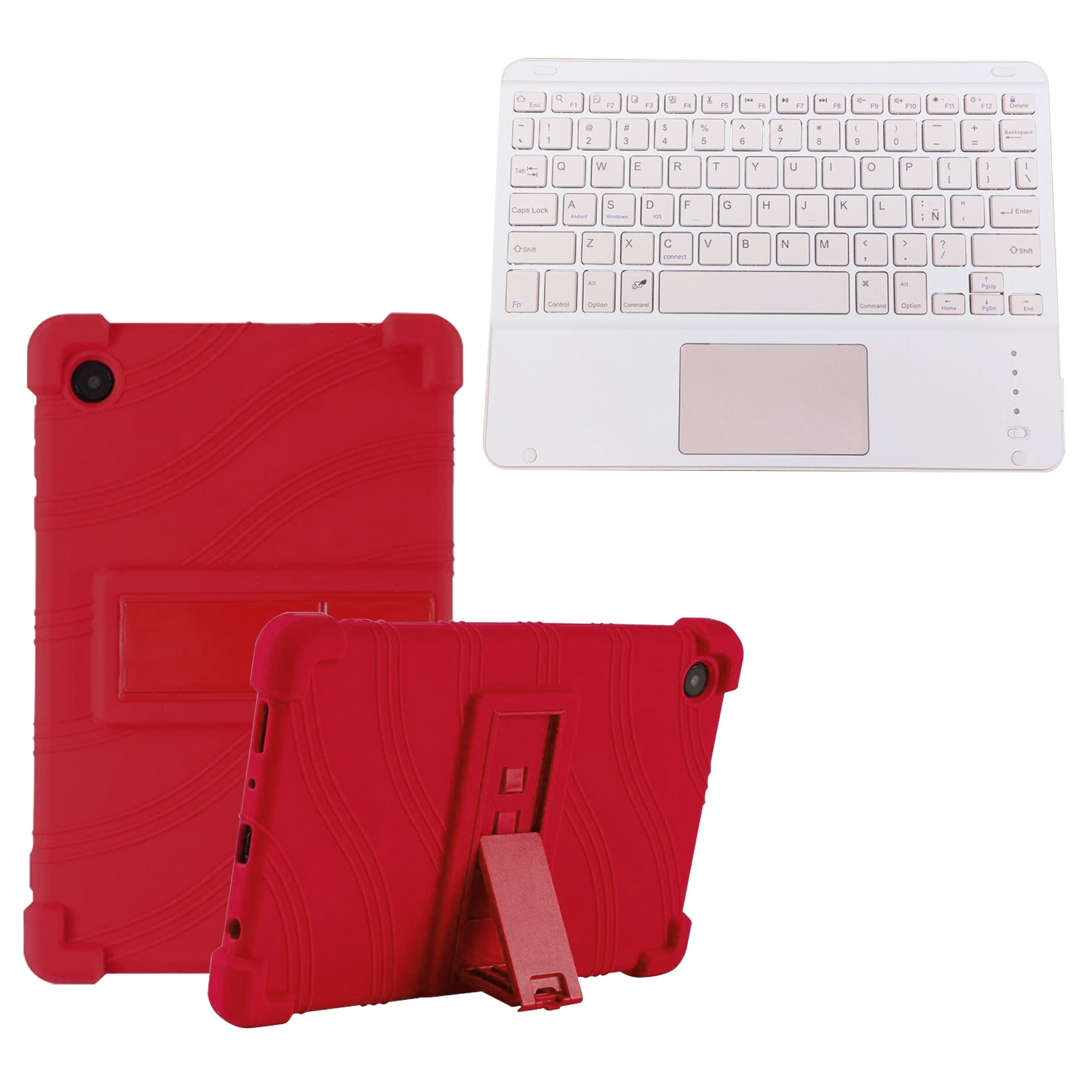 Kit Case Estuche Protector Antigolpes + Teclado Touchpad Bluetooth para Tablet Samsung Galaxy Tab A9 8.7 Pulgadas SM-X110 / X115