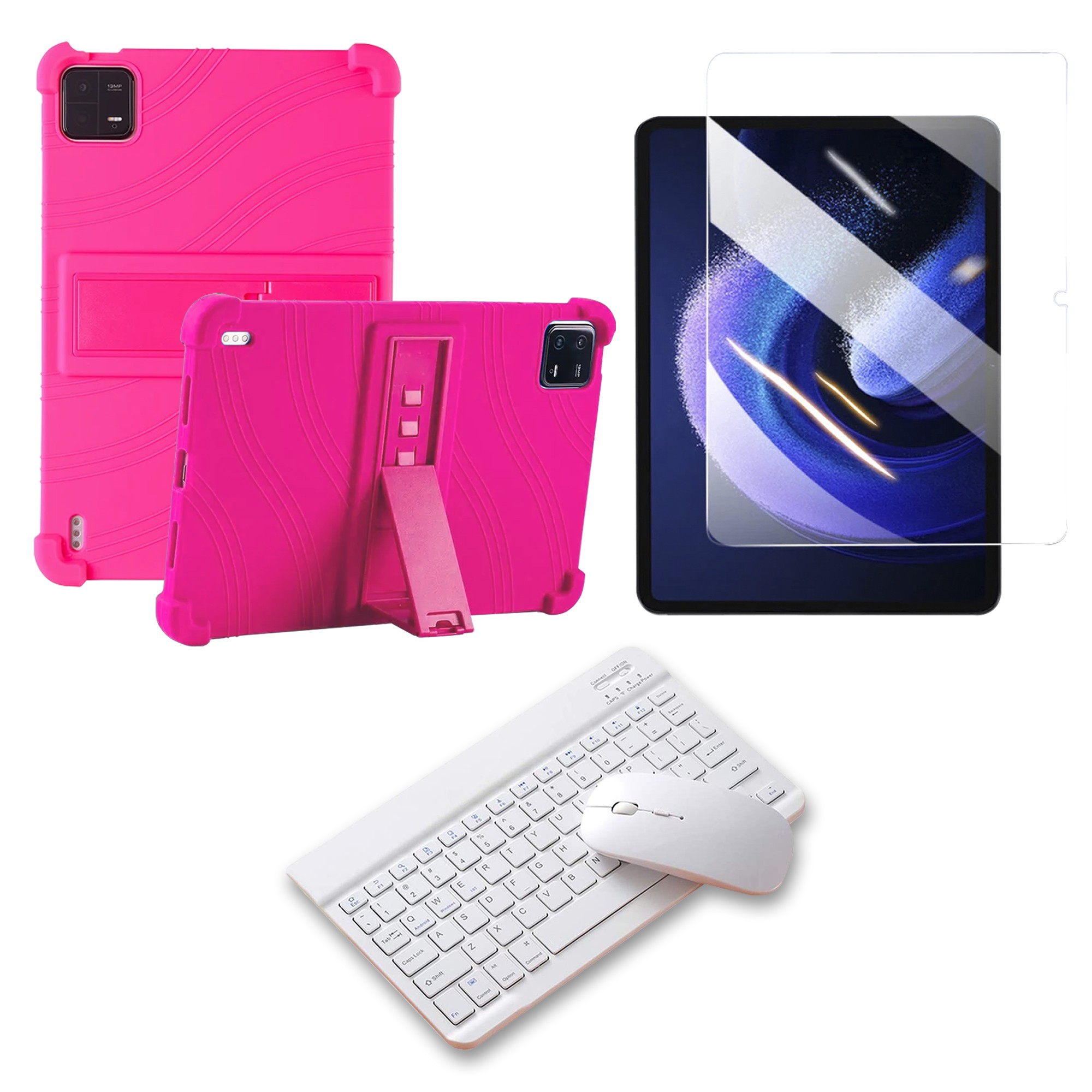 Kit Vidrio templado + Estuche Protector Goma + Teclado Bluetooth Tablet Xiaomi Mi Pad 6 / Mi Pad 6 Pro 2023 11 Pulgadas