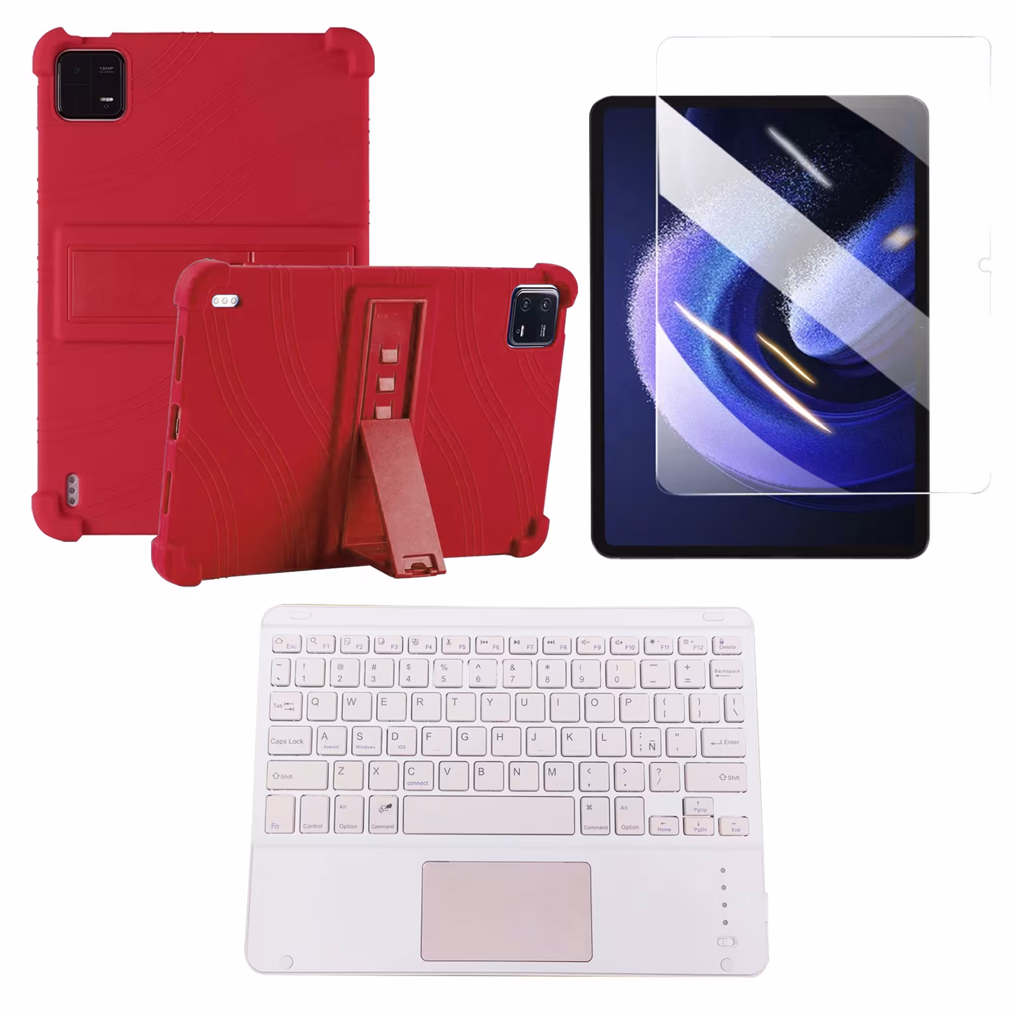 Kit Vidrio templado + Estuche Protector + Teclado Touchpad Bluetooth Tablet Xiaomi Mi Pad 6 / Mi Pad 6 Pro 2023 11 Pulgadas