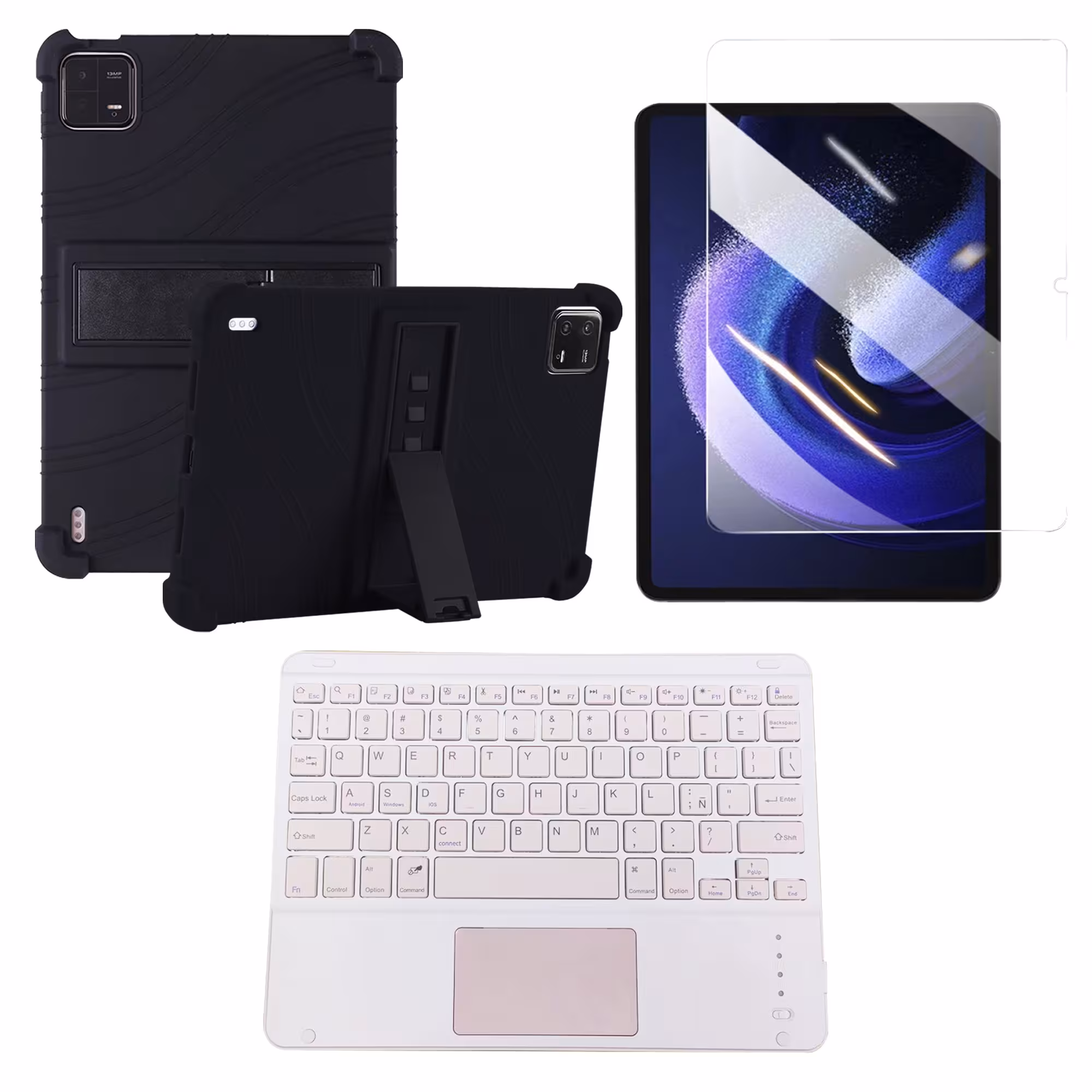 Kit Vidrio templado + Estuche Protector + Teclado Touchpad Bluetooth Tablet Xiaomi Mi Pad 6 / Mi Pad 6 Pro 2023 11 Pulgadas