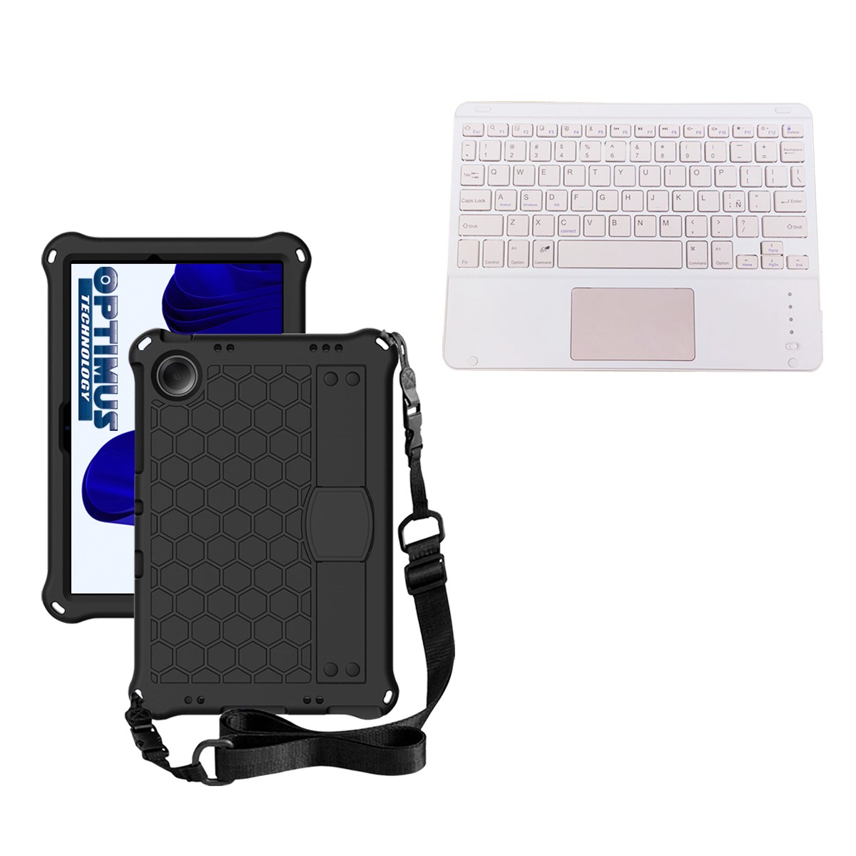 Kit Case Protector con correa + Teclado Mouse Touchpad Bluetooth para Tablet Samsung Galaxy Tab A9 Plus 11 Pulgadas SM-X210