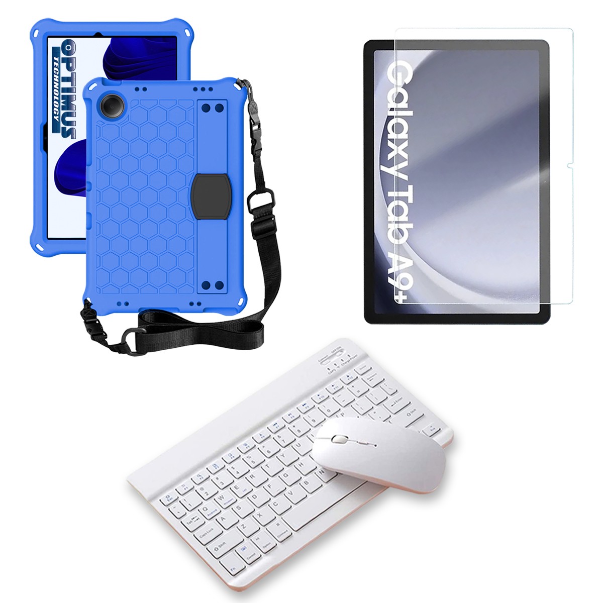 Kit Vidrio templado + Case Protector correa + Teclado y Mouse Bluetooth Tablet Samsung Galaxy Tab A9 Plus 11 Pulgadas SM-X210