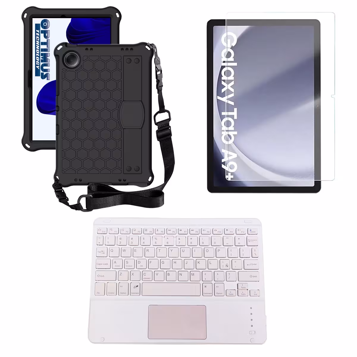 Kit Vidrio templado + Case Protector correa + Teclado Touchpad Bluetooth Tablet Samsung Galaxy Tab A9 Plus 11 Pulgadas SM-X210