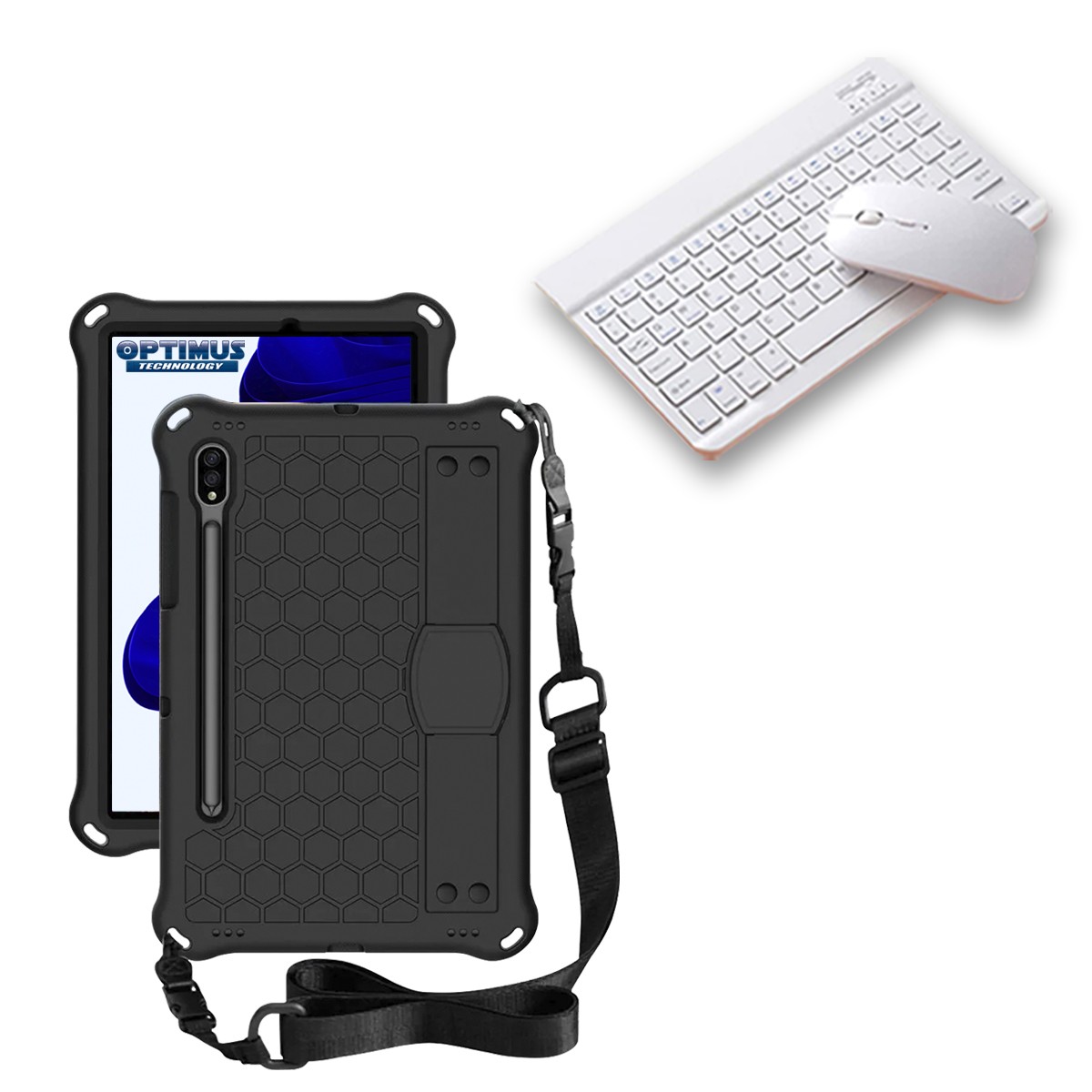 Kit Case Forro Protector con correa + Teclado y Mouse Bluetooth para Tablet Samsung Galaxy Tab S9 FE 10.9 Pulgadas 2023 SM-X510