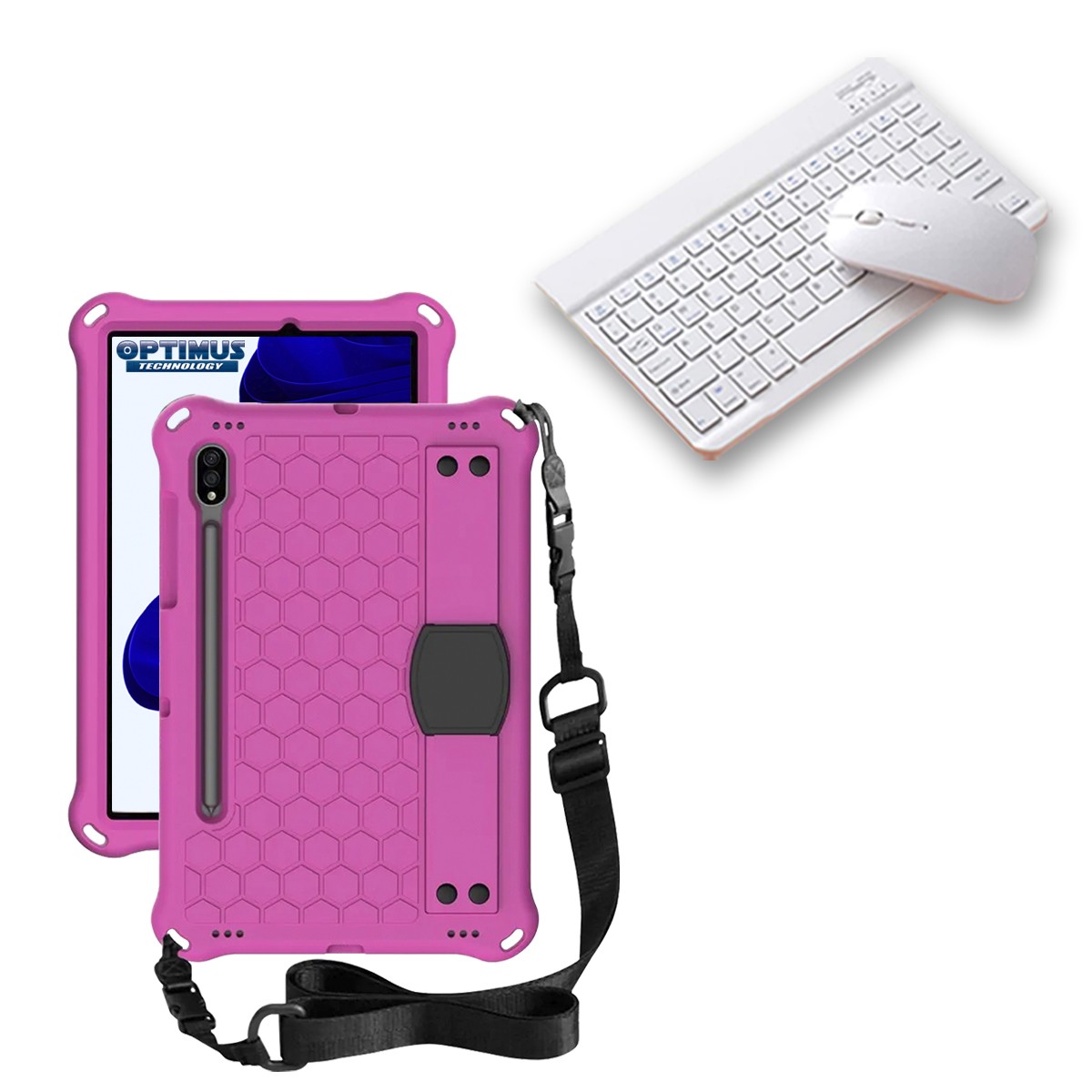 Kit Case Forro Protector con correa + Teclado y Mouse Bluetooth para Tablet Samsung Galaxy Tab S9 FE 10.9 Pulgadas 2023 SM-X510