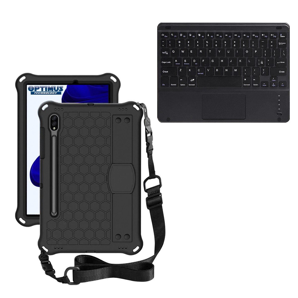 Kit Case Protector con correa + Teclado Mouse Touchpad Bluetooth para Tablet Samsung Galaxy Tab S9 FE 10.9 Pulgadas 2023 SM-X510