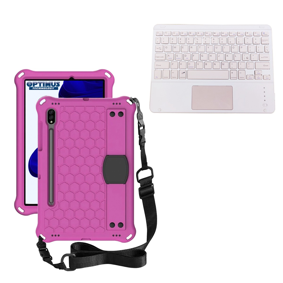 Kit Case Protector con correa + Teclado Mouse Touchpad Bluetooth para Tablet Samsung Galaxy Tab S9 FE 10.9 Pulgadas 2023 SM-X510