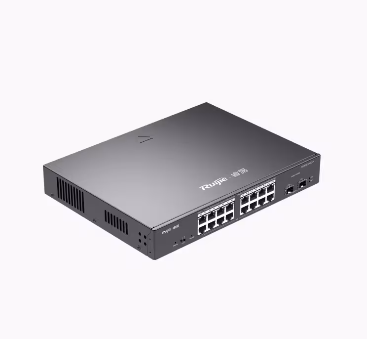 RUIJIE-SWITCH ADMINISTRABLE POE CON 16 PUERTOS GIGABIT POE 802.3AF/AT 240W Y PUERTOS 2 SFP DE 1GB