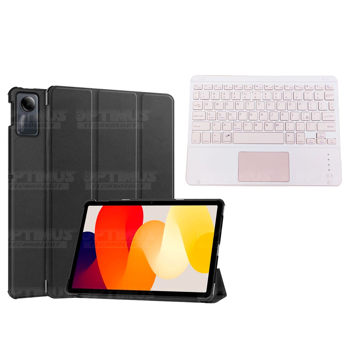 Kit Case Folio Protector + Teclado Mouse Touchpad Bluetooth para Tablet Xiaomi Redmi Pad SE 11 Pulgadas 2023 Wifi