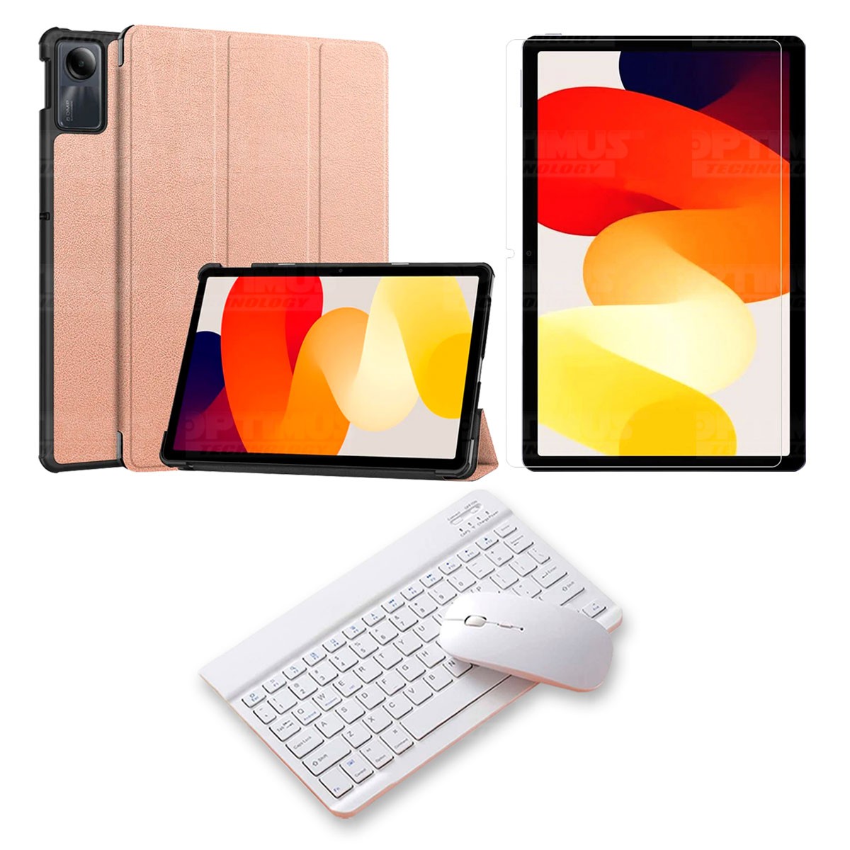 Kit Vidrio templado + Case Protector + Teclado y Mouse Bluetooth Tablet Xiaomi Redmi Pad SE 11 Pulgadas 2023 Wifi