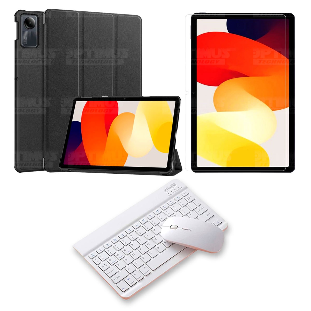 Kit Vidrio templado + Case Protector + Teclado y Mouse Bluetooth Tablet Xiaomi Redmi Pad SE 11 Pulgadas 2023 Wifi