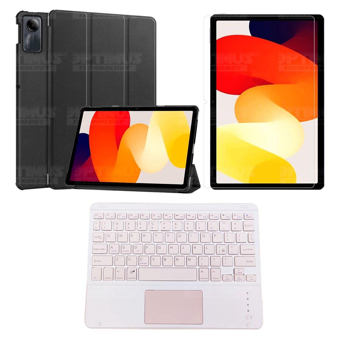 Kit Vidrio templado + Case Protector + Teclado Touchpad Bluetooth Tablet Xiaomi Redmi Pad SE 11 Pulgadas 2023 Wifi