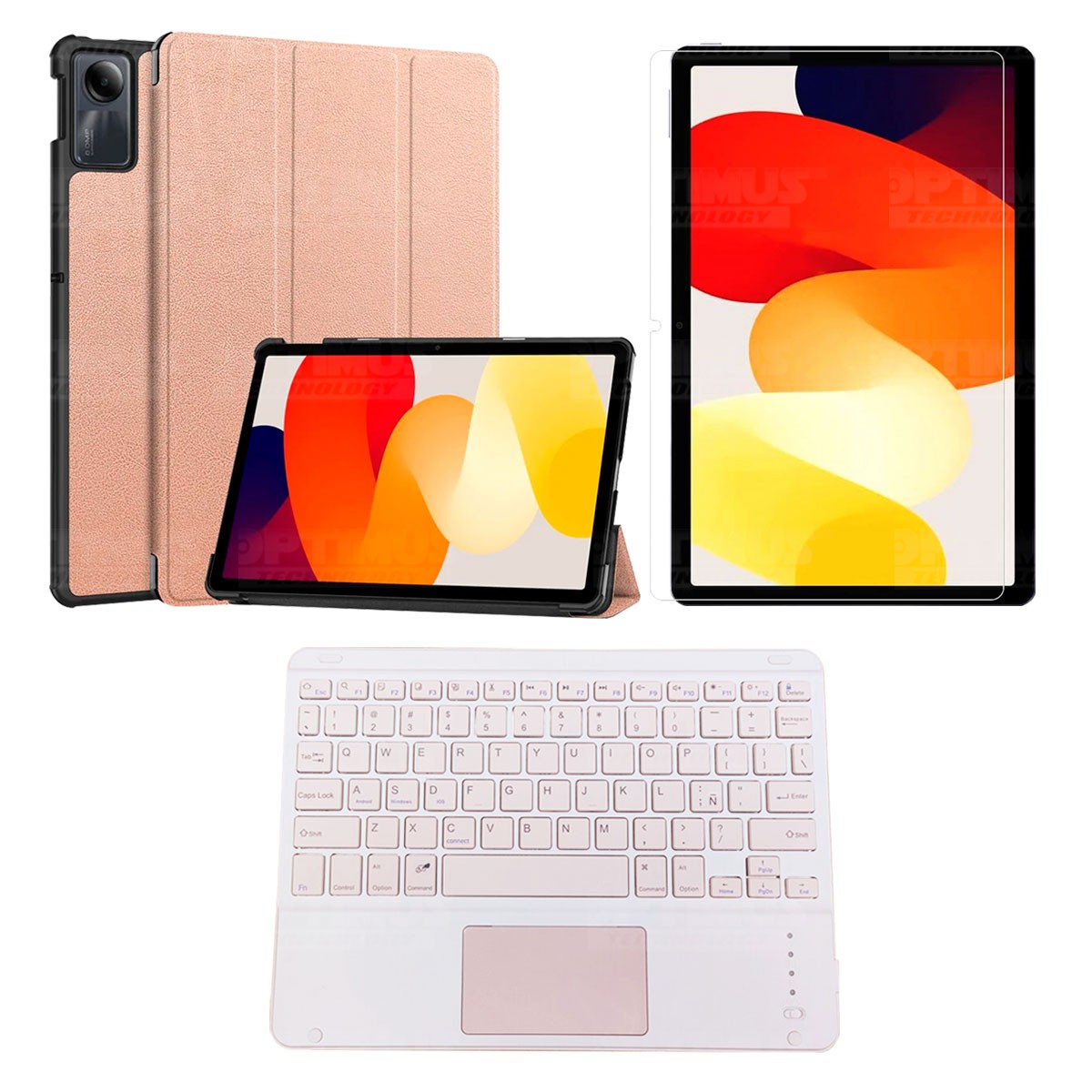 Kit Vidrio templado + Case Protector + Teclado Touchpad Bluetooth Tablet Xiaomi Redmi Pad SE 11 Pulgadas 2023 Wifi