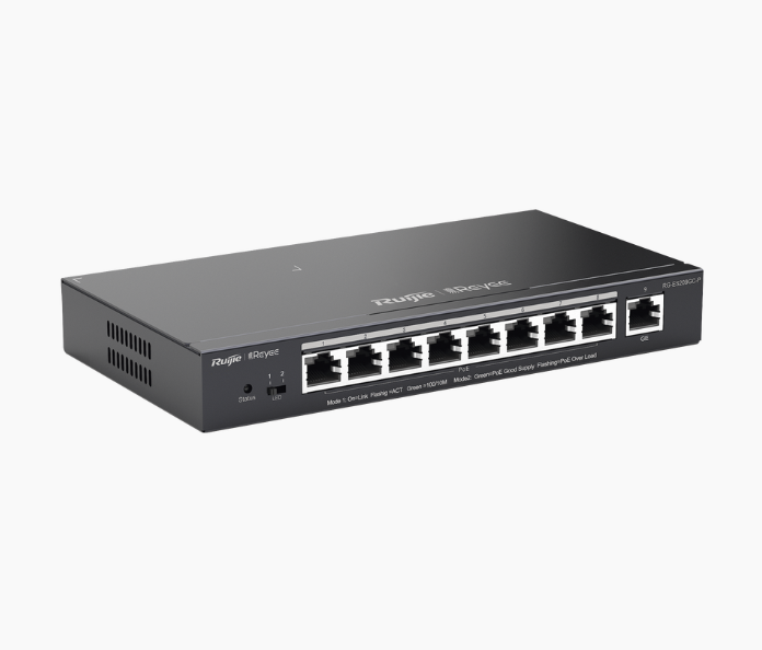 RUIJIE-SWITCH ADMINISTRABLE 8 PUERTOS POE+ 802.3AF/AT GIGABIT, GESTIÓN GRATUITA DESDE LA NUBE, 120W