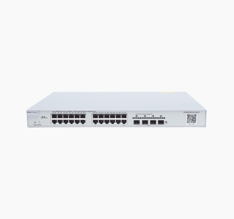 RUIJIE-SWITCH POE ADMINISTRABLE EN LA NUBE DE CAPA 2 GIGABIT DE 24 PUERTOS, 4 * 10G ENLACE ASCENDENTE SFP+, 370W