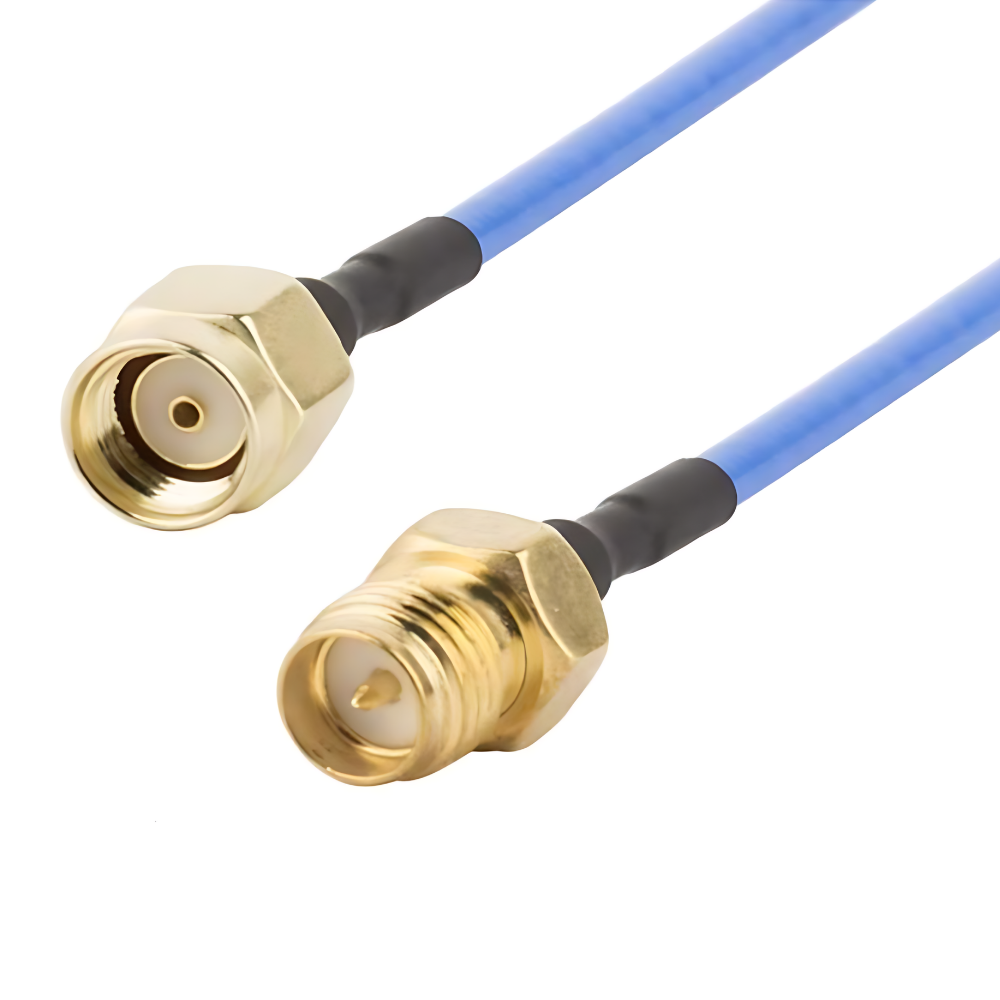 Conector Cable Pigtail-Jumper Rp-Sma Macho A Rp-Sma Hembra Con Cable Azul De 30 Cm Rg-402
