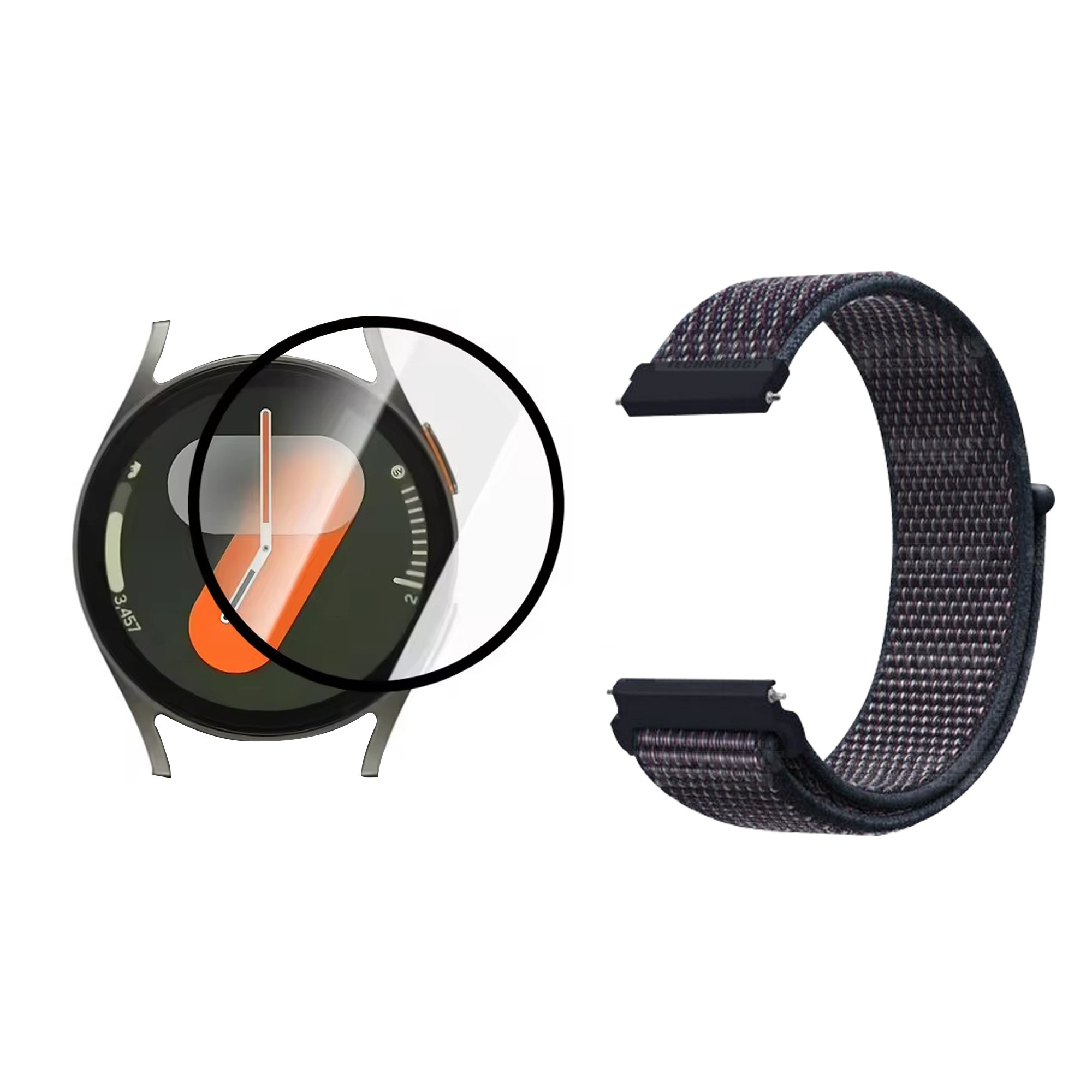 KIT Correa tipo velcro y Vidrio templado cerámico para Reloj Smartwatch Samsung Galaxy Watch 7 44mm