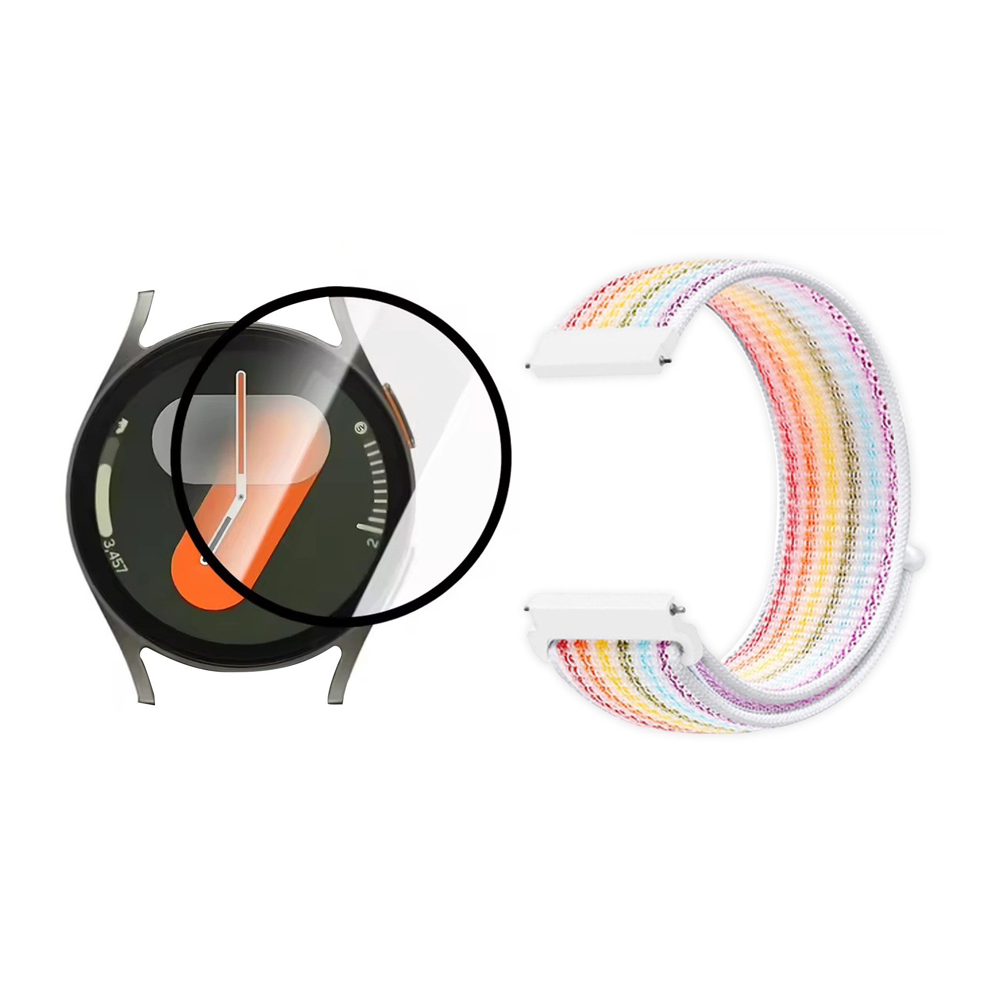 KIT Correa tipo velcro y Vidrio templado cerámico para Reloj Smartwatch Samsung Galaxy Watch 7 44mm