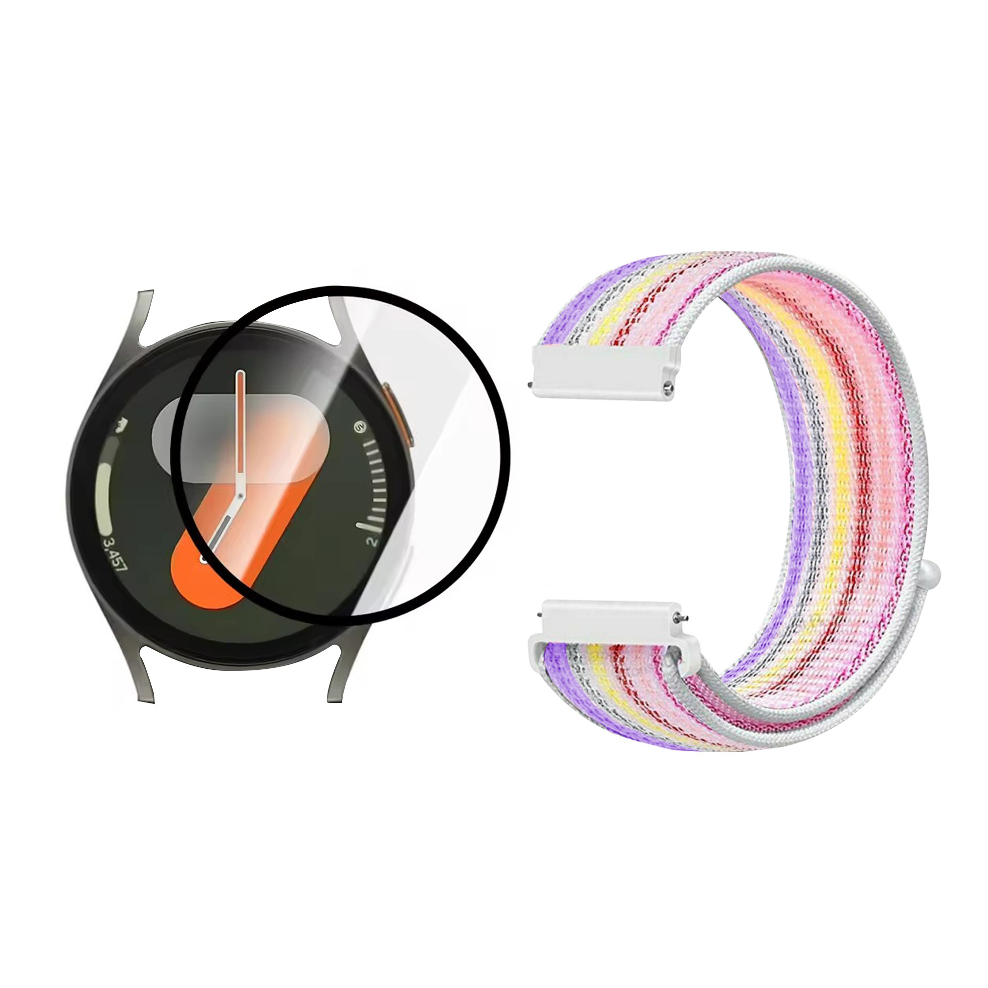KIT Correa tipo velcro y Vidrio templado cerámico para Reloj Smartwatch Samsung Galaxy Watch 7 44mm
