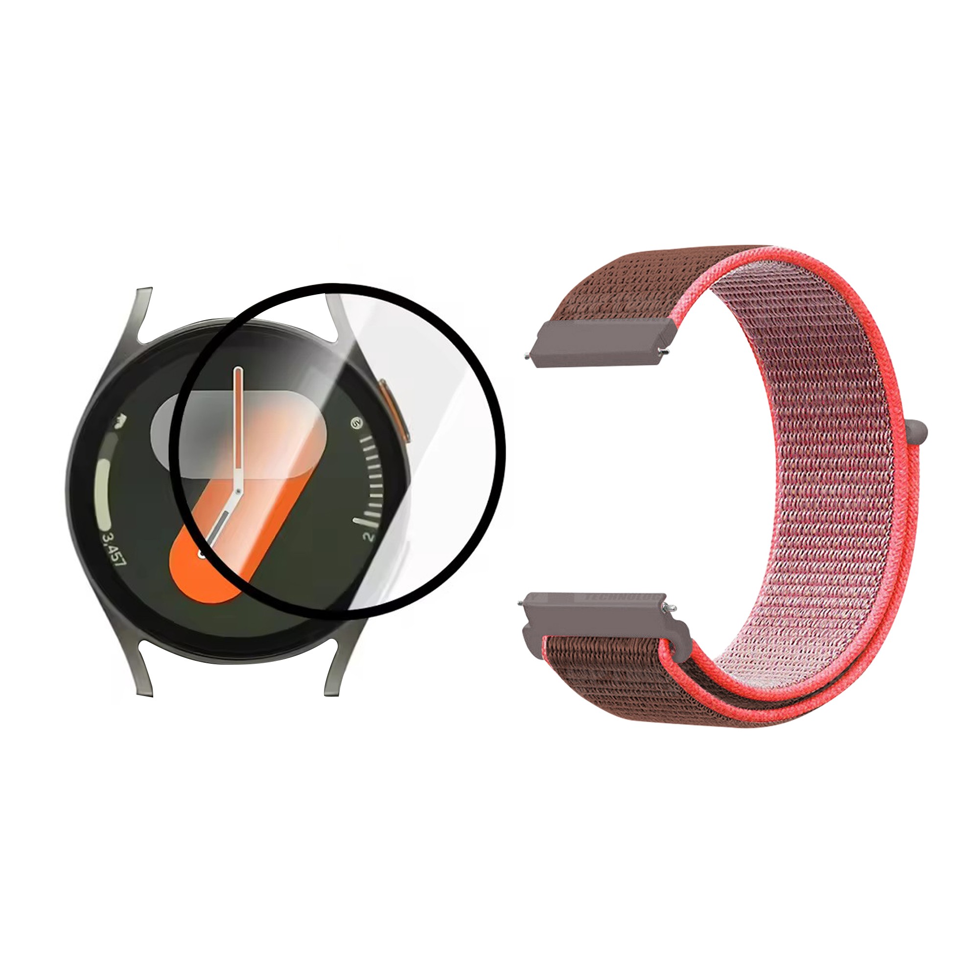 KIT Correa tipo velcro y Vidrio templado cerámico para Reloj Smartwatch Samsung Galaxy Watch 7 44mm