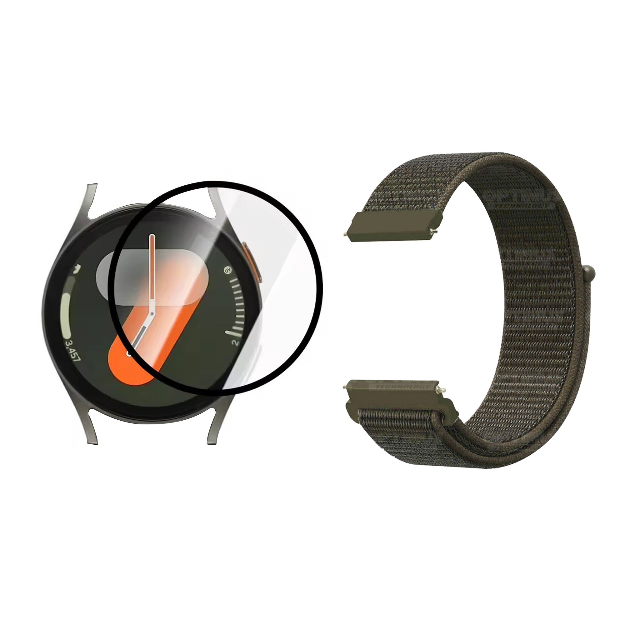 KIT Correa tipo velcro y Vidrio templado cerámico para Reloj Smartwatch Samsung Galaxy Watch 7 44mm