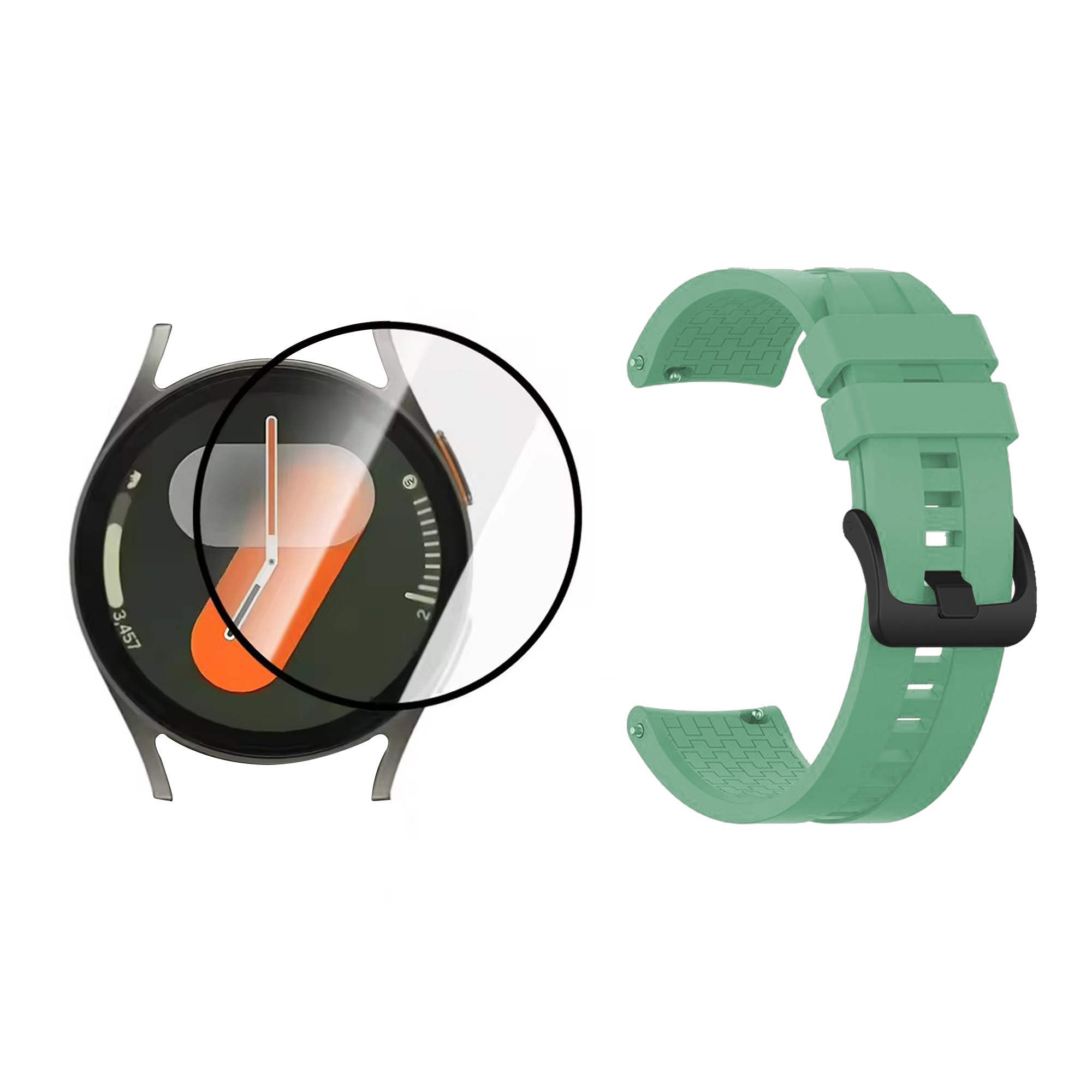 Kit Pulso goma de colores y vidrio nanoglass cerámico para Reloj Samsung Galaxy Watch 7 40mm