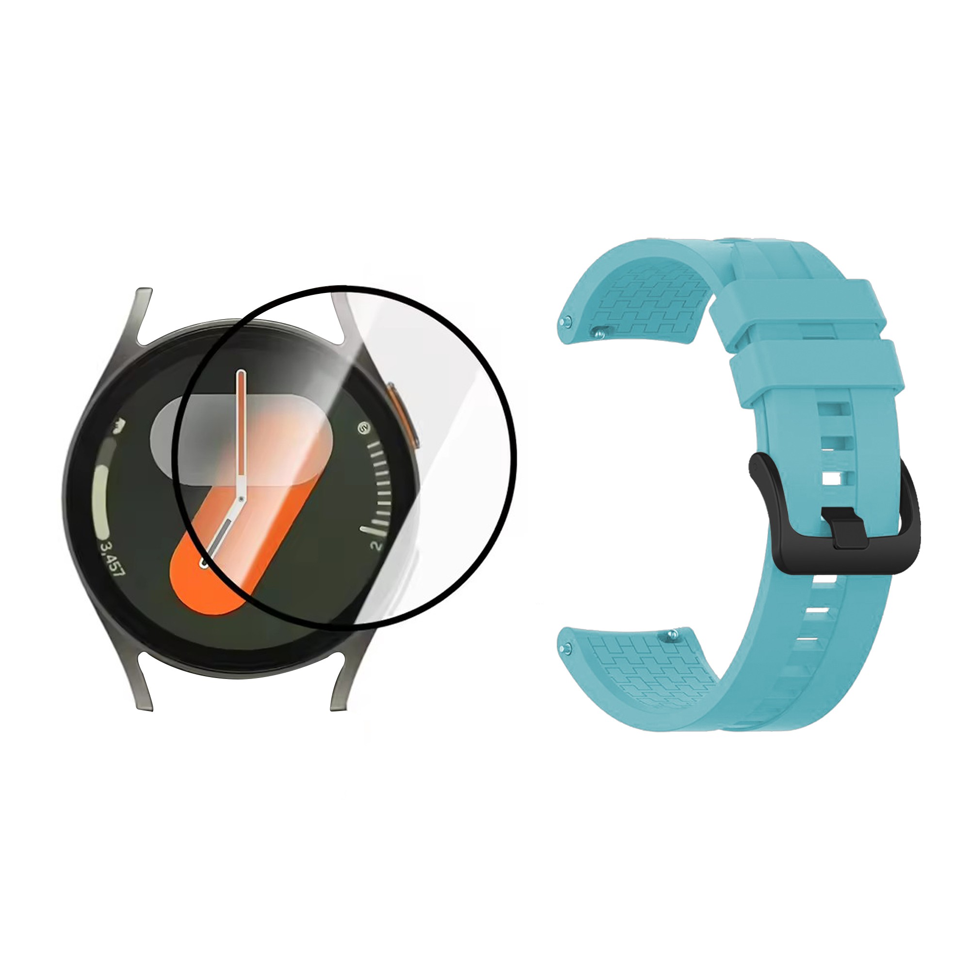 Kit Pulso goma de colores y vidrio nanoglass cerámico para Reloj Samsung Galaxy Watch 7 40mm