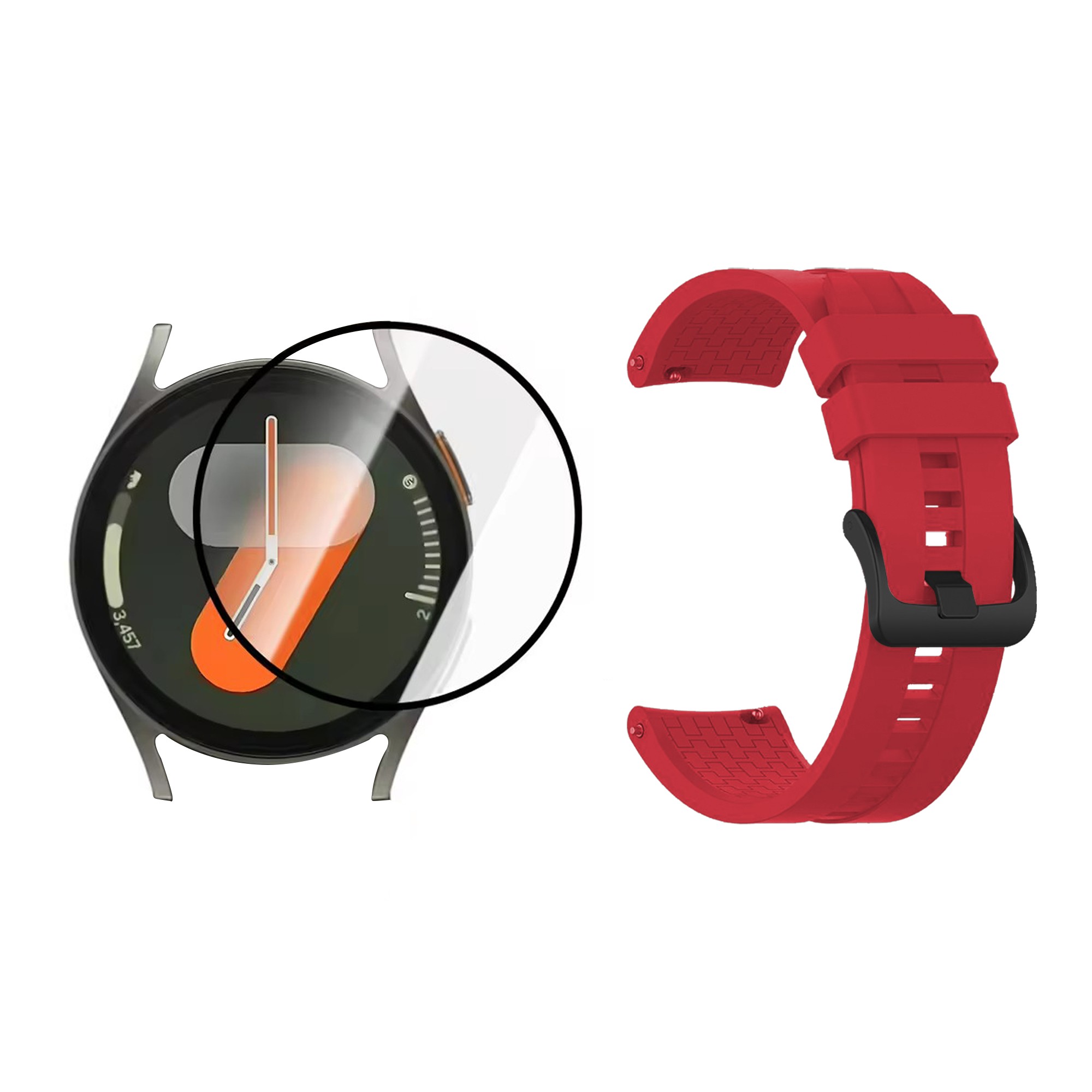 Kit Pulso goma de colores y vidrio nanoglass cerámico para Reloj Samsung Galaxy Watch 7 40mm