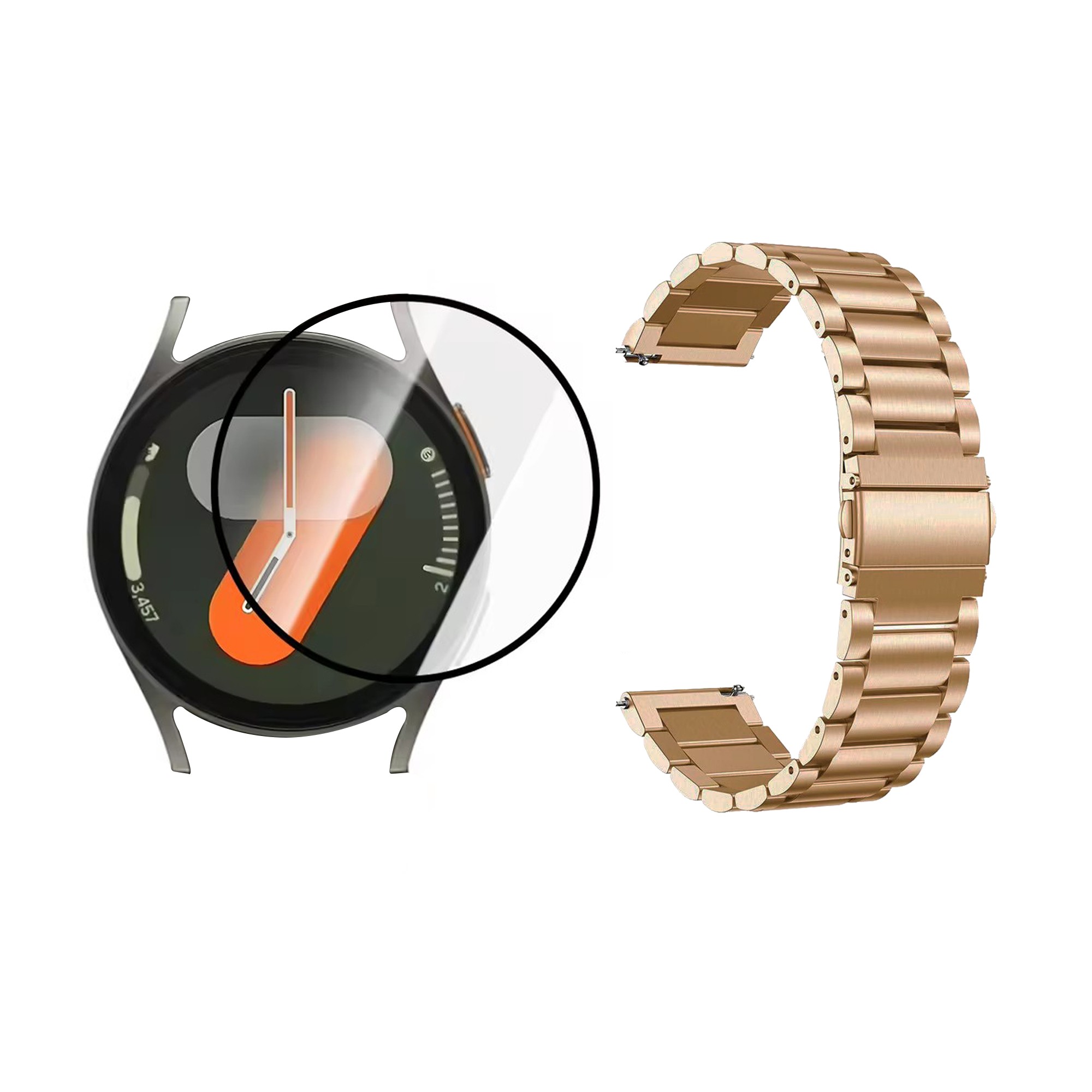Kit Pulso de metal Acero Inoxidable Y Vidrio Templado Nanoglass Protector Para Reloj Samsung Galaxy Watch7 40mm