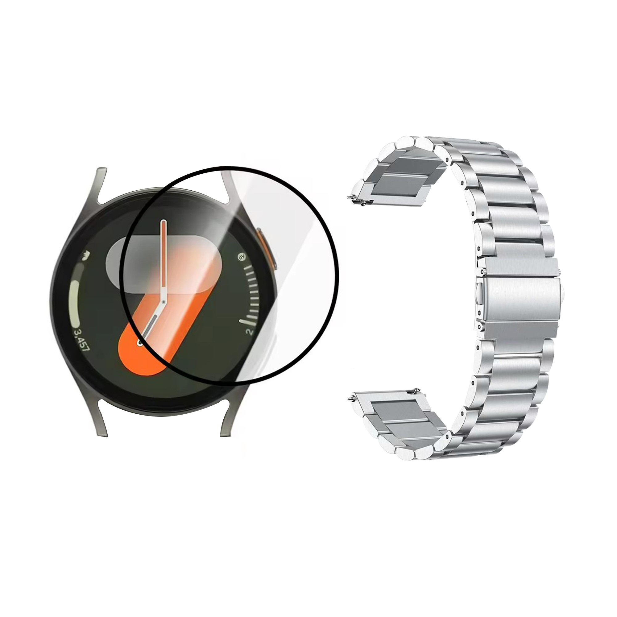 Kit Pulso de metal Acero Inoxidable Y Vidrio Templado Nanoglass Protector Para Reloj Samsung Galaxy Watch7 40mm