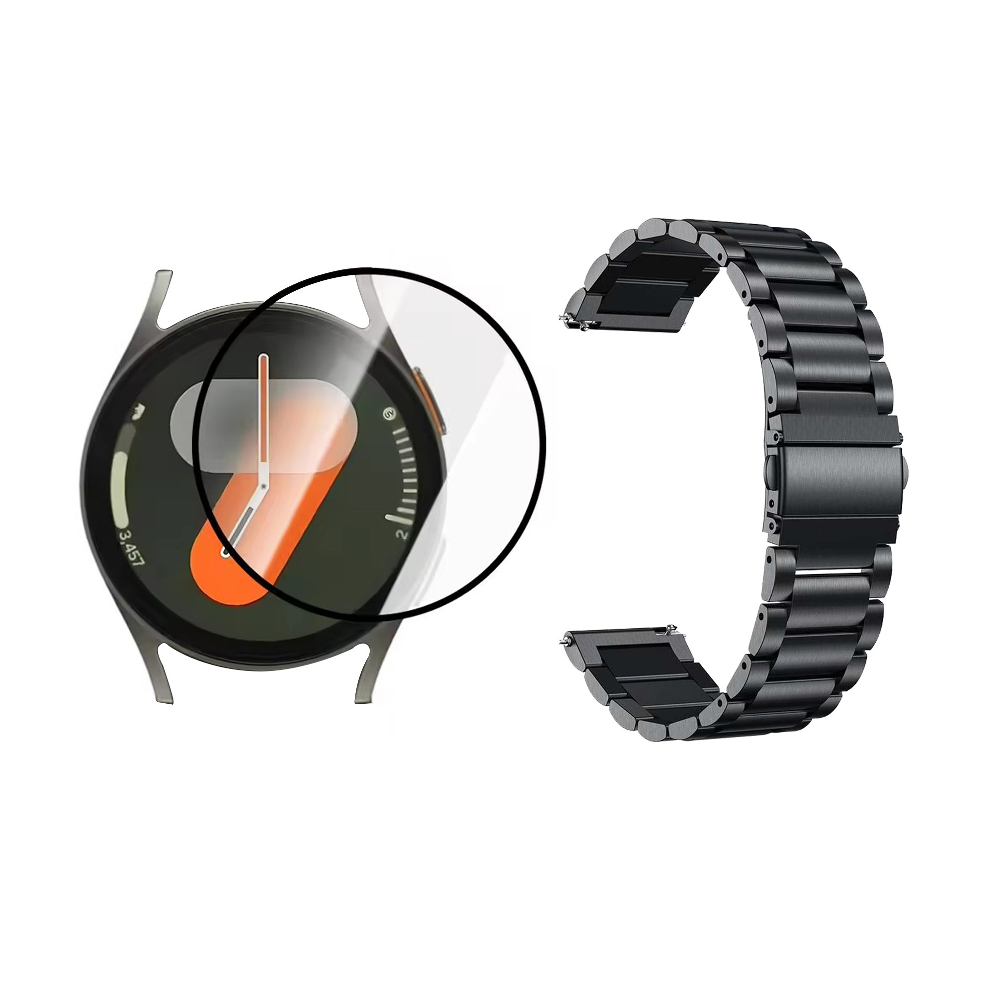 Kit Pulso de metal Acero Inoxidable Y Vidrio Templado Nanoglass Protector Para Reloj Samsung Galaxy Watch7 40mm