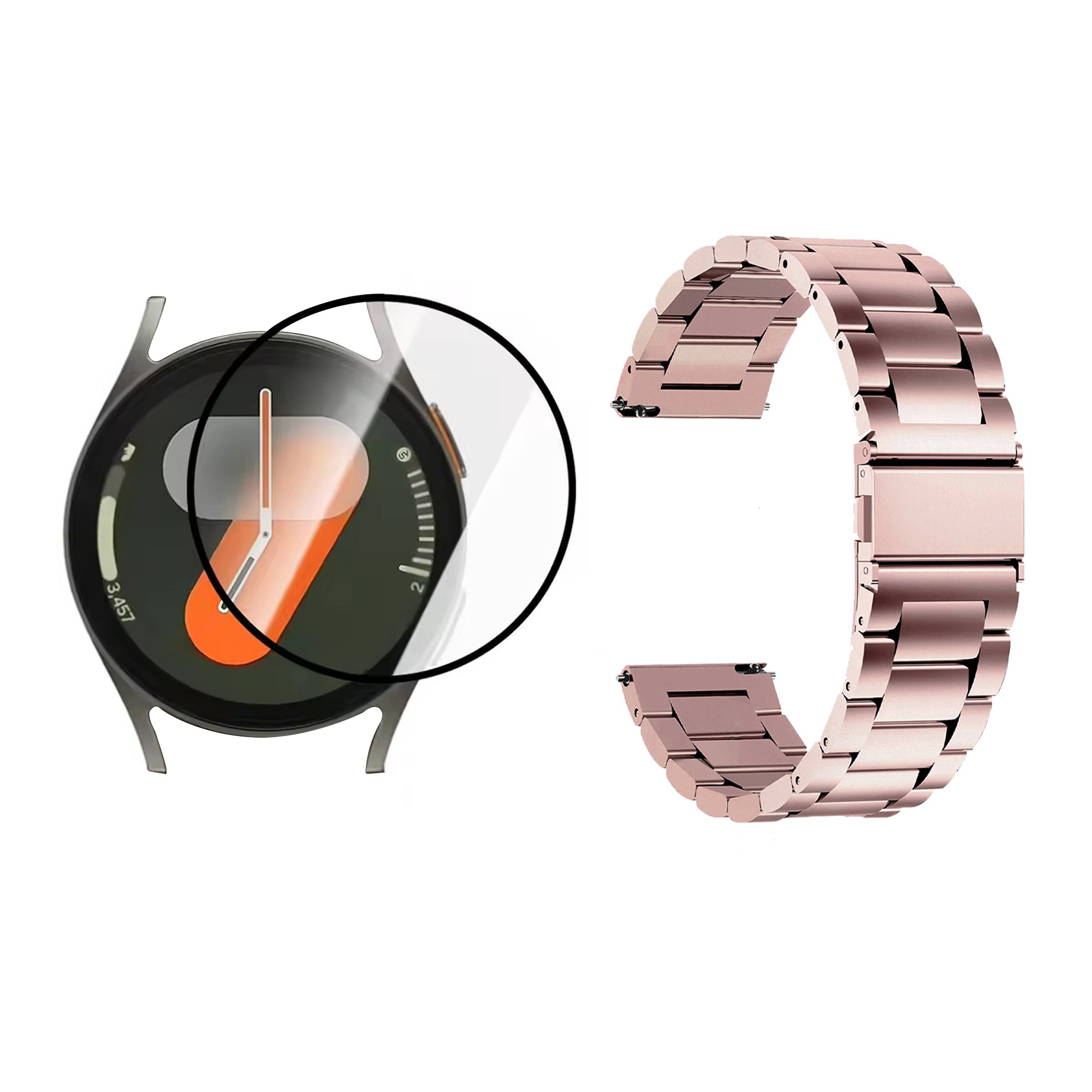 Kit Pulso de metal Acero Inoxidable Y Vidrio Templado Nanoglass Protector Para Reloj Samsung Galaxy Watch7 40mm