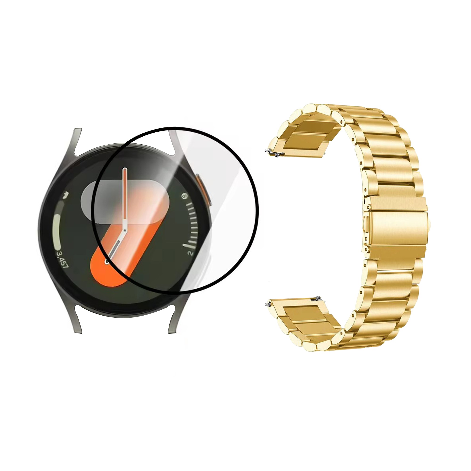 Kit Pulso de metal Acero Inoxidable Y Vidrio Templado Nanoglass Protector Para Reloj Samsung Galaxy Watch7 40mm